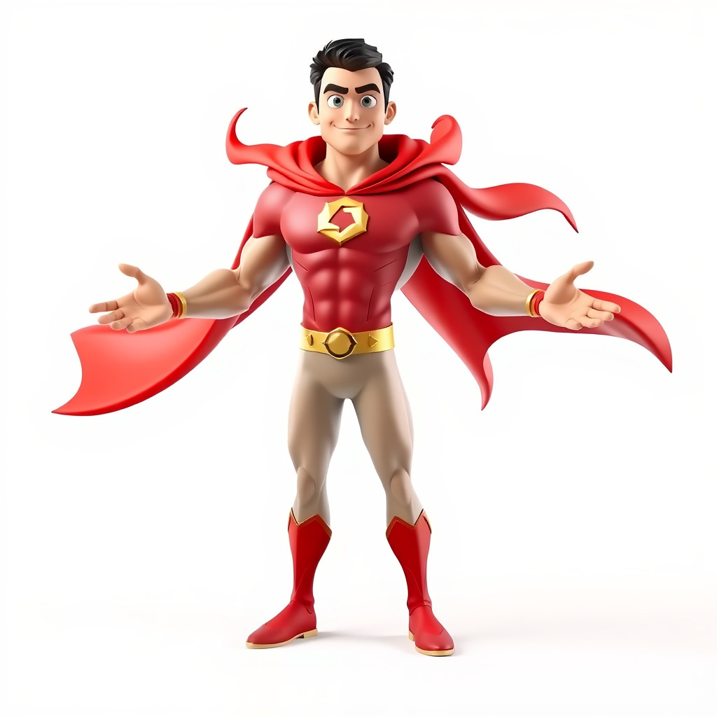 Heroic Superhero Character Rigged and Animated Low-poly 3D model_2