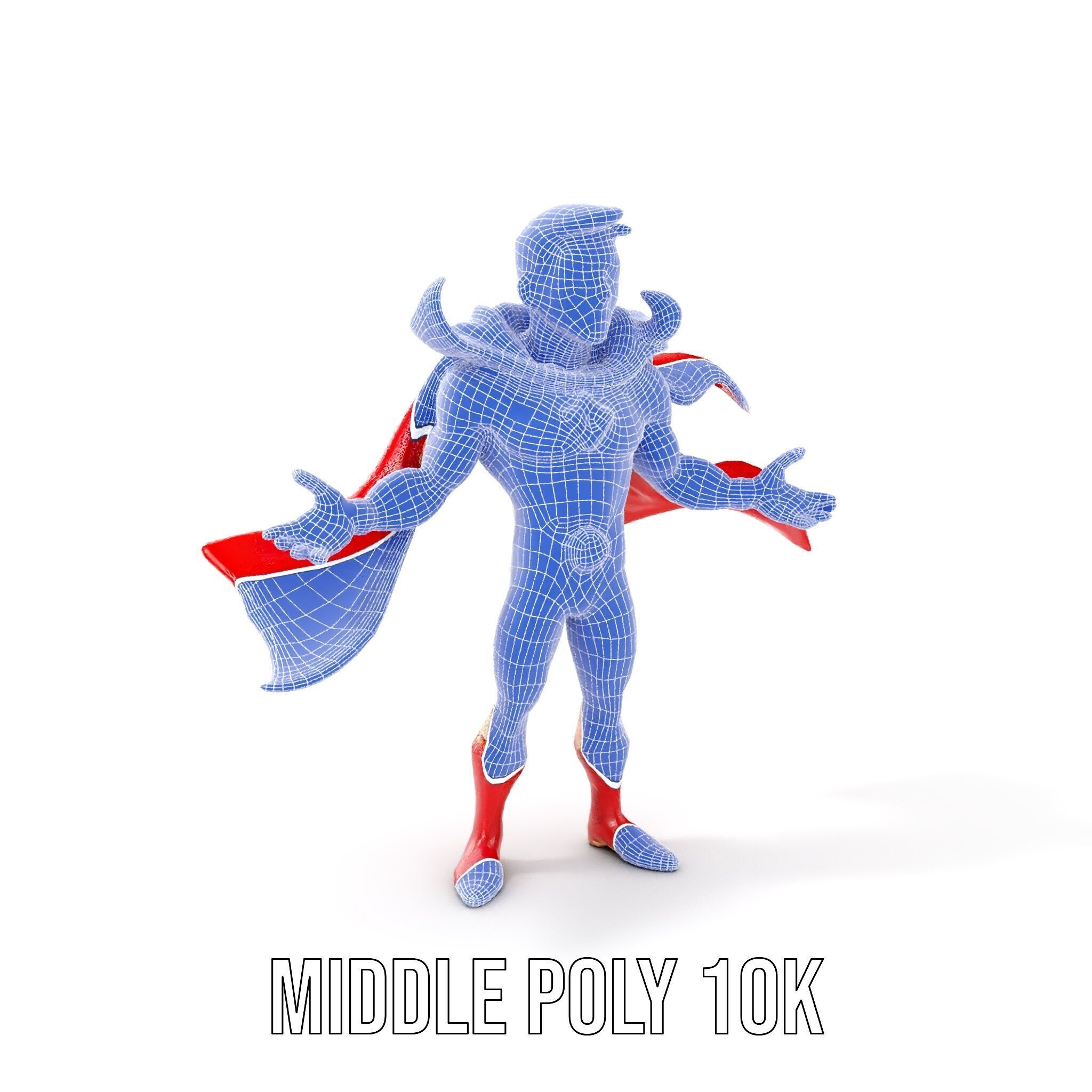 Heroic Superhero Character Rigged and Animated Low-poly 3D model_25