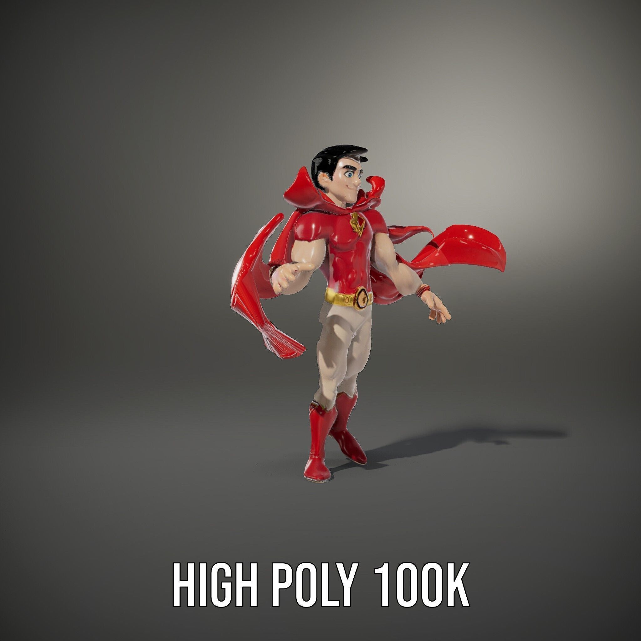 Heroic Superhero Character Rigged and Animated Low-poly 3D model_8