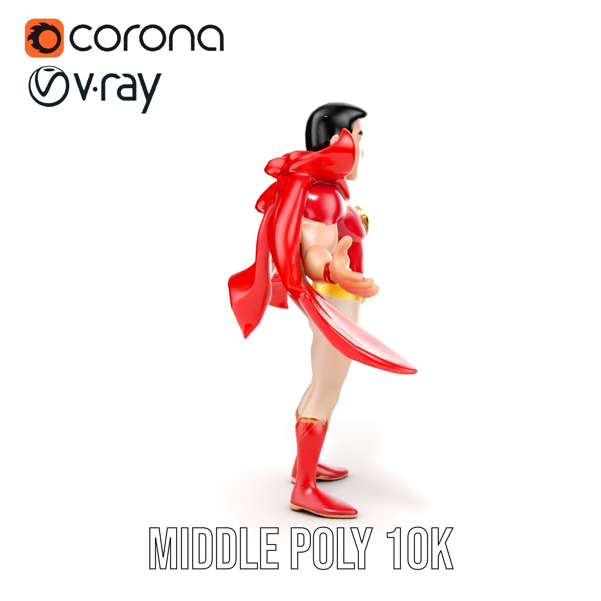 Heroic Superhero Character Rigged and Animated Low-poly 3D model_28