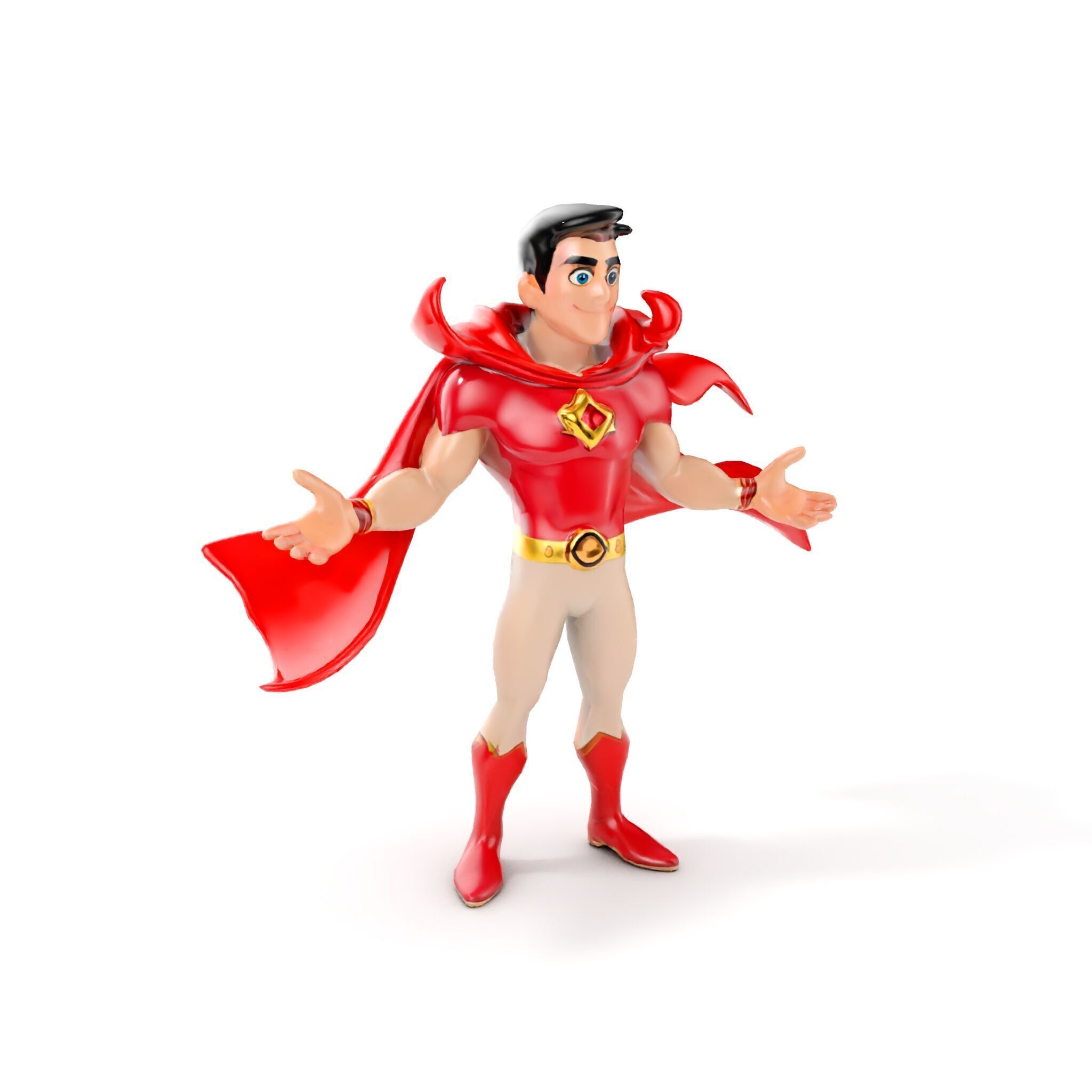 Heroic Superhero Character Rigged and Animated Low-poly 3D model_15