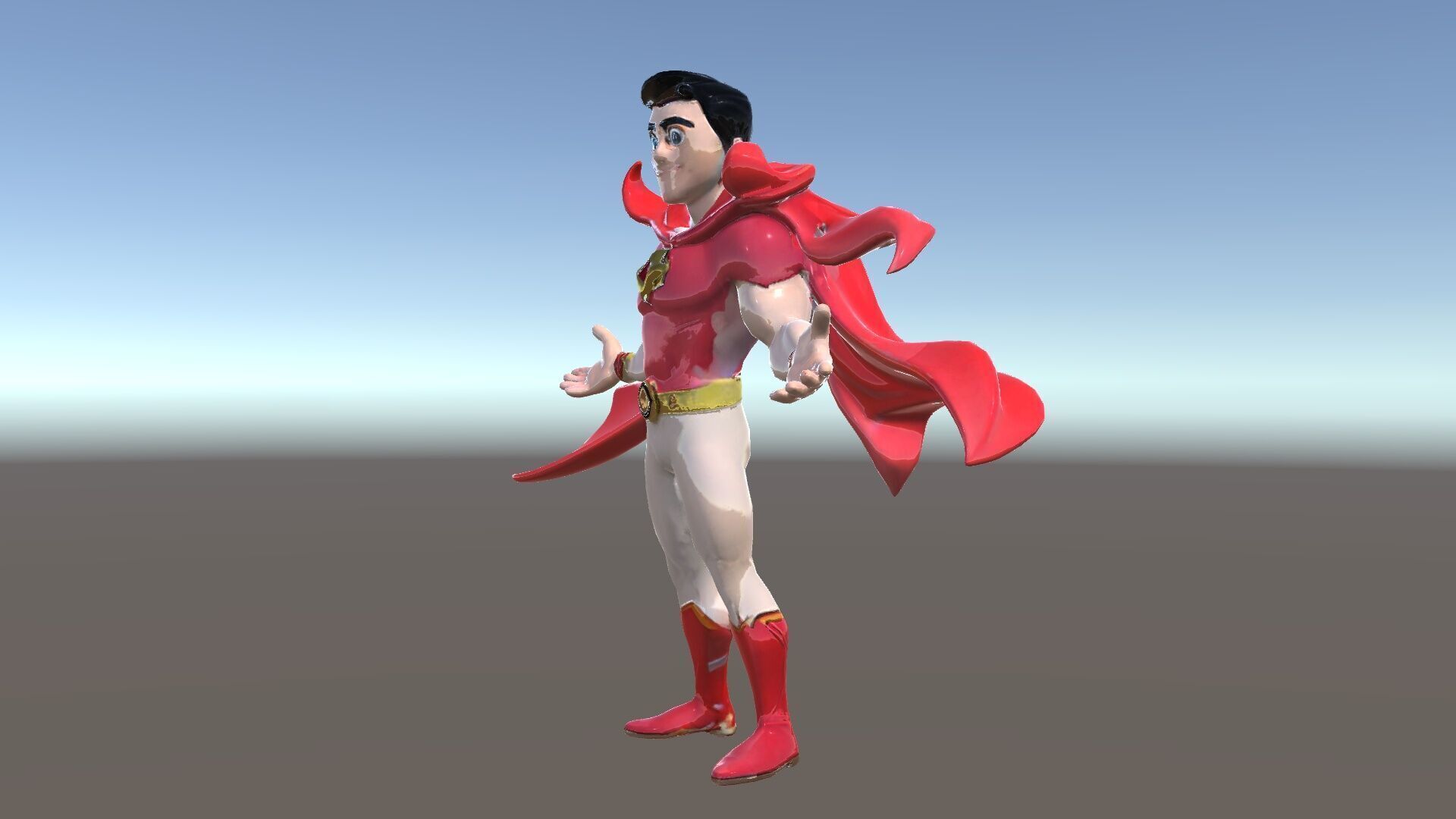 Heroic Superhero Character Rigged and Animated Low-poly 3D model_38