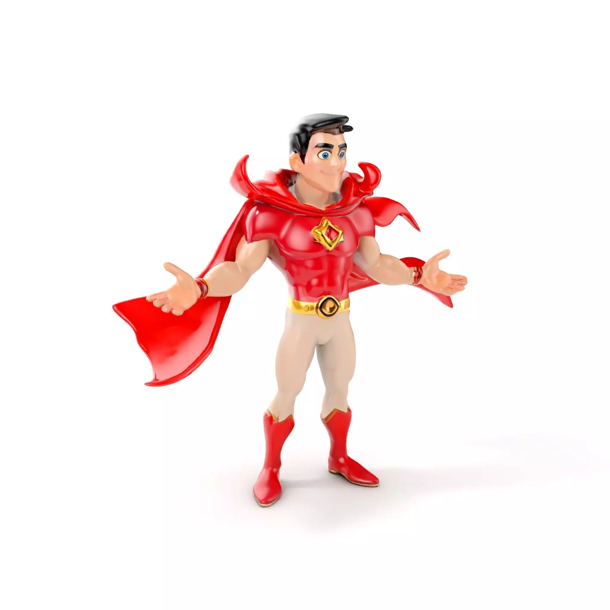 Heroic Superhero Character Rigged and Animated Low-poly 3D model_0