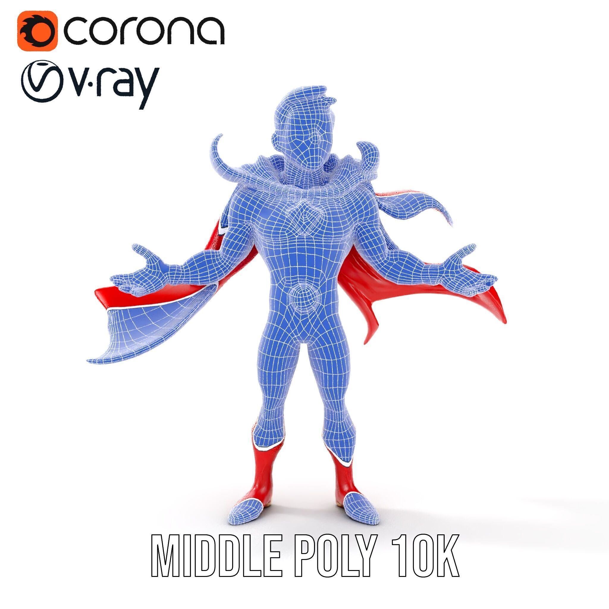 Heroic Superhero Character Rigged and Animated Low-poly 3D model_36