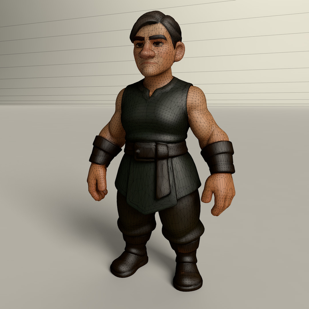 Stylized Game Ready Human Character Rigged named Mingesa Low-poly 3D model_3