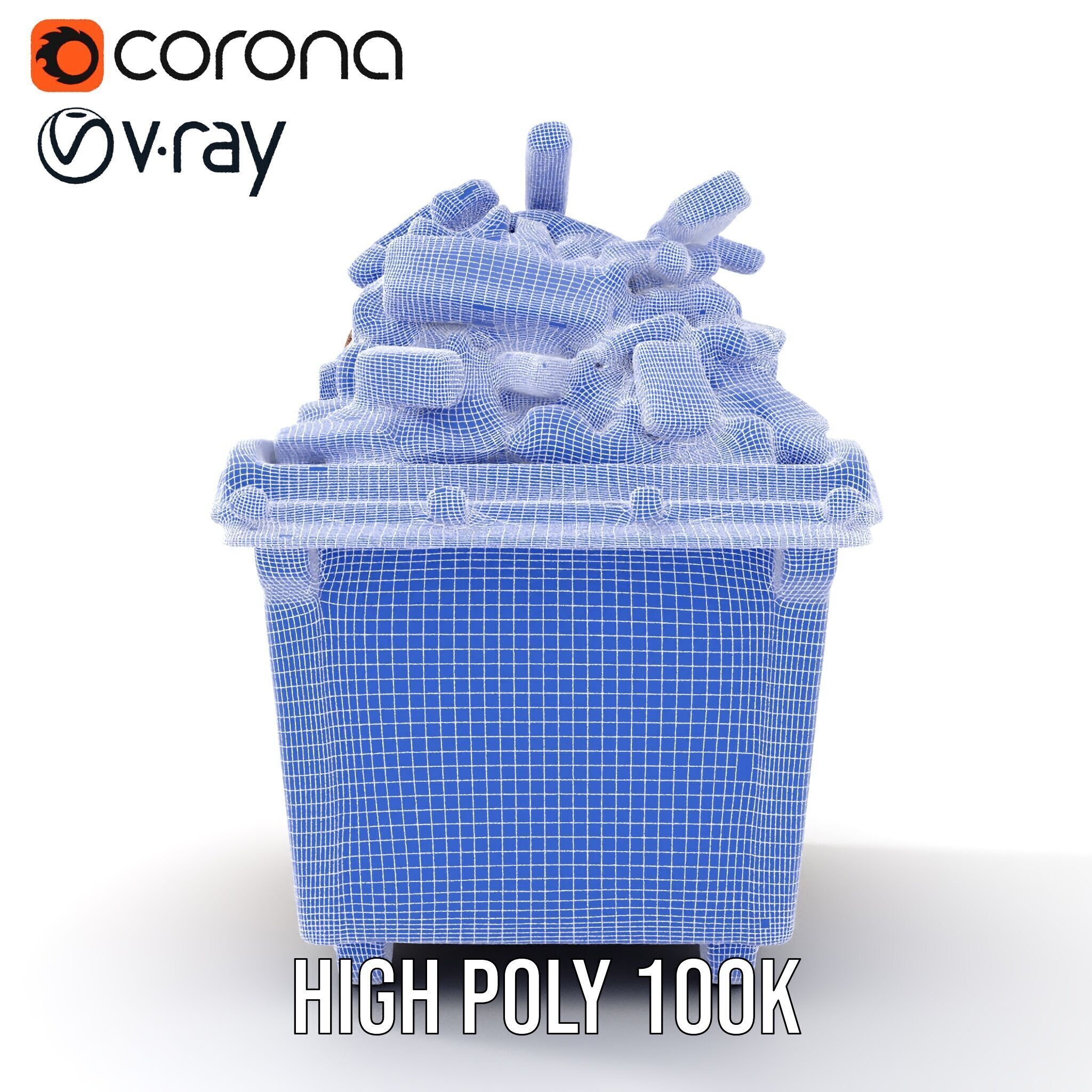 Rusty Dumpster with Bricks Model Pack Low-poly 3D model_37