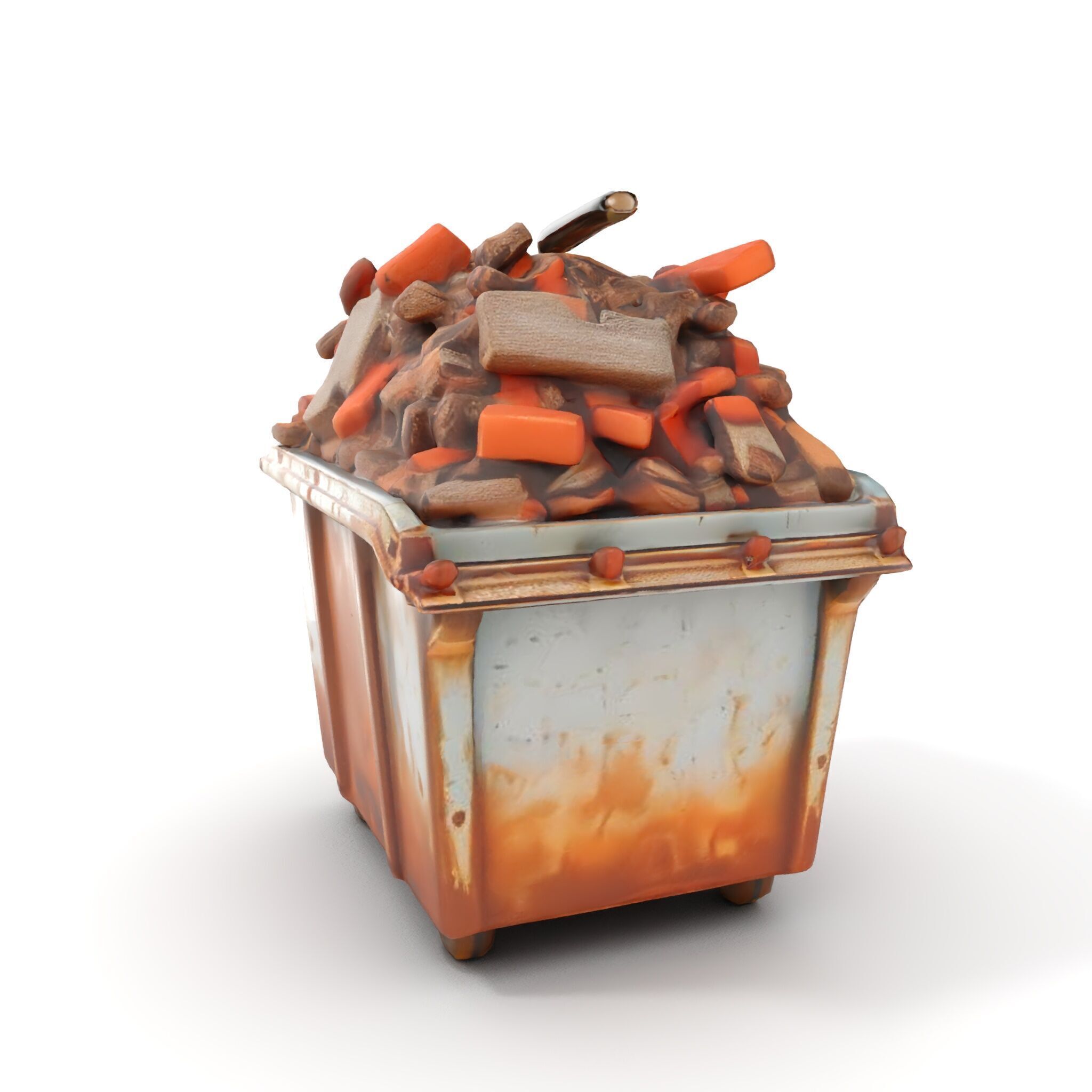 Rusty Dumpster with Bricks Model Pack Low-poly 3D model_12