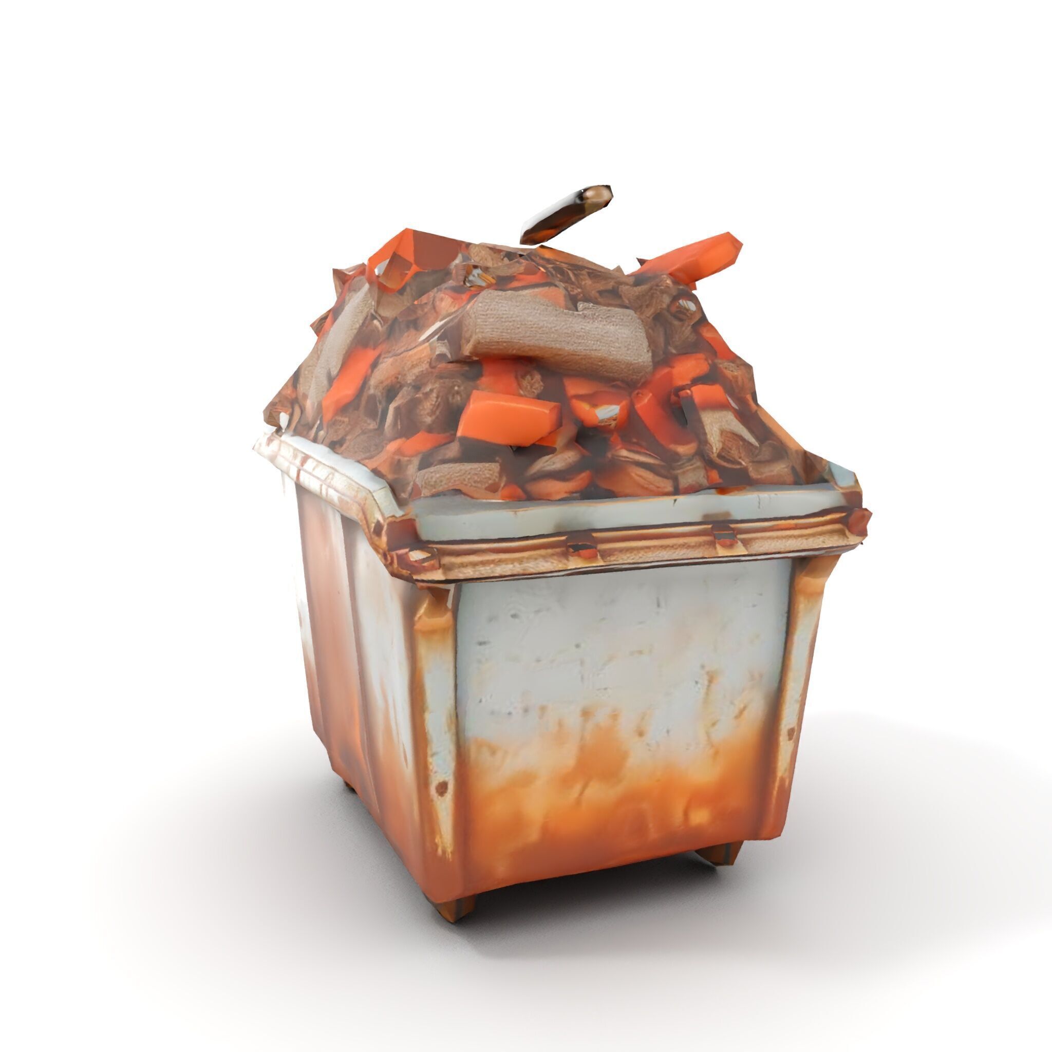 Rusty Dumpster with Bricks Model Pack Low-poly 3D model_7