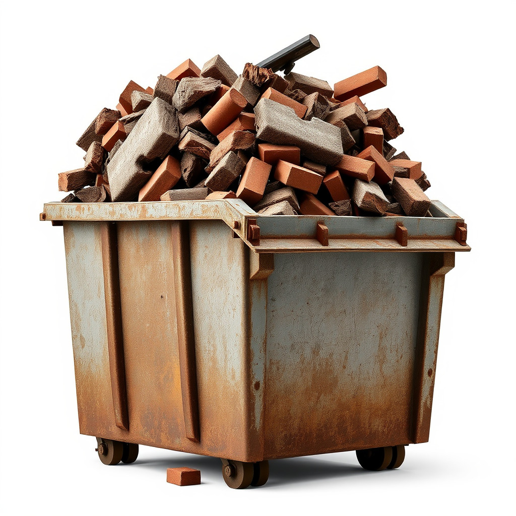 Rusty Dumpster with Bricks Model Pack Low-poly 3D model_2
