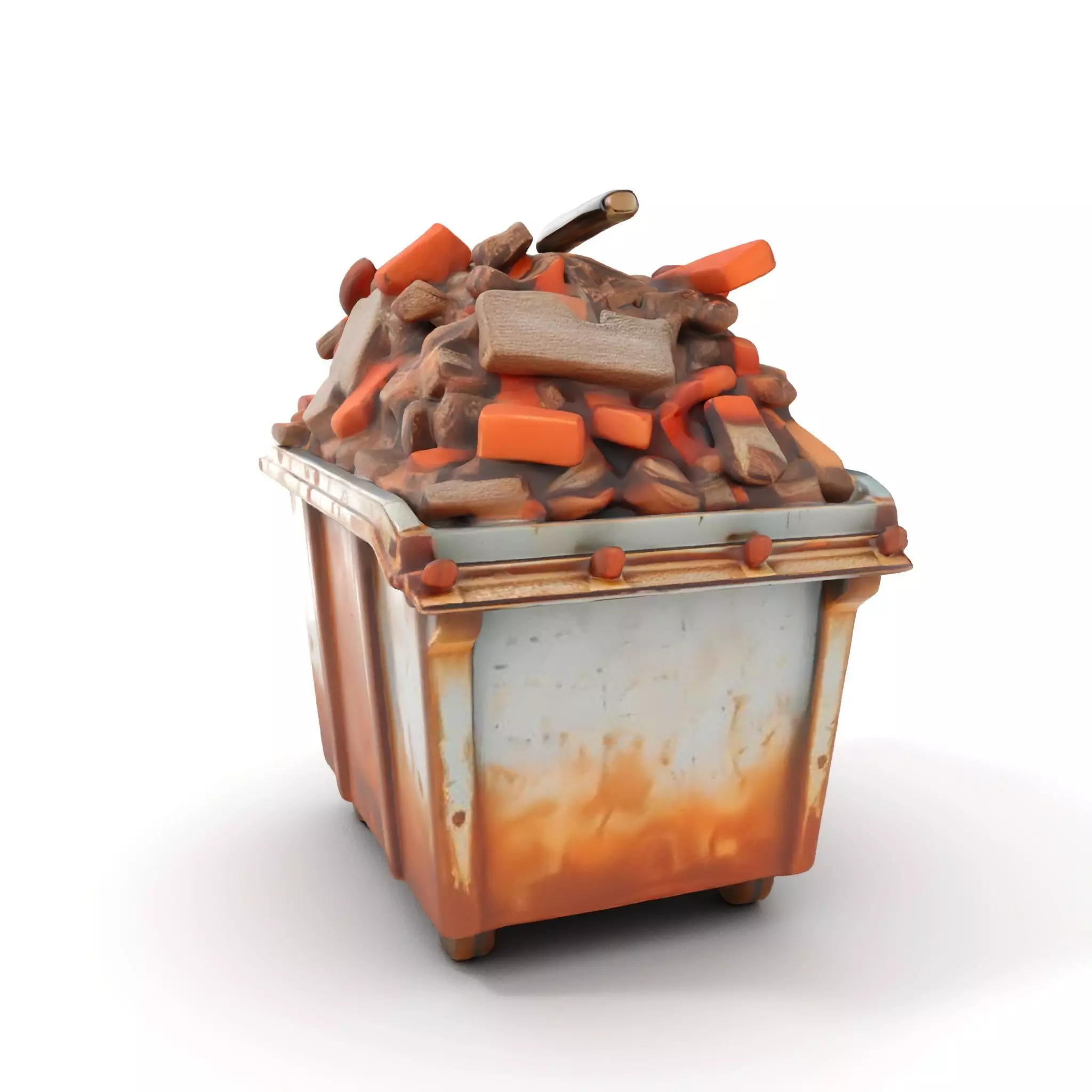 Rusty Dumpster with Bricks Model Pack Low-poly 3D model_0