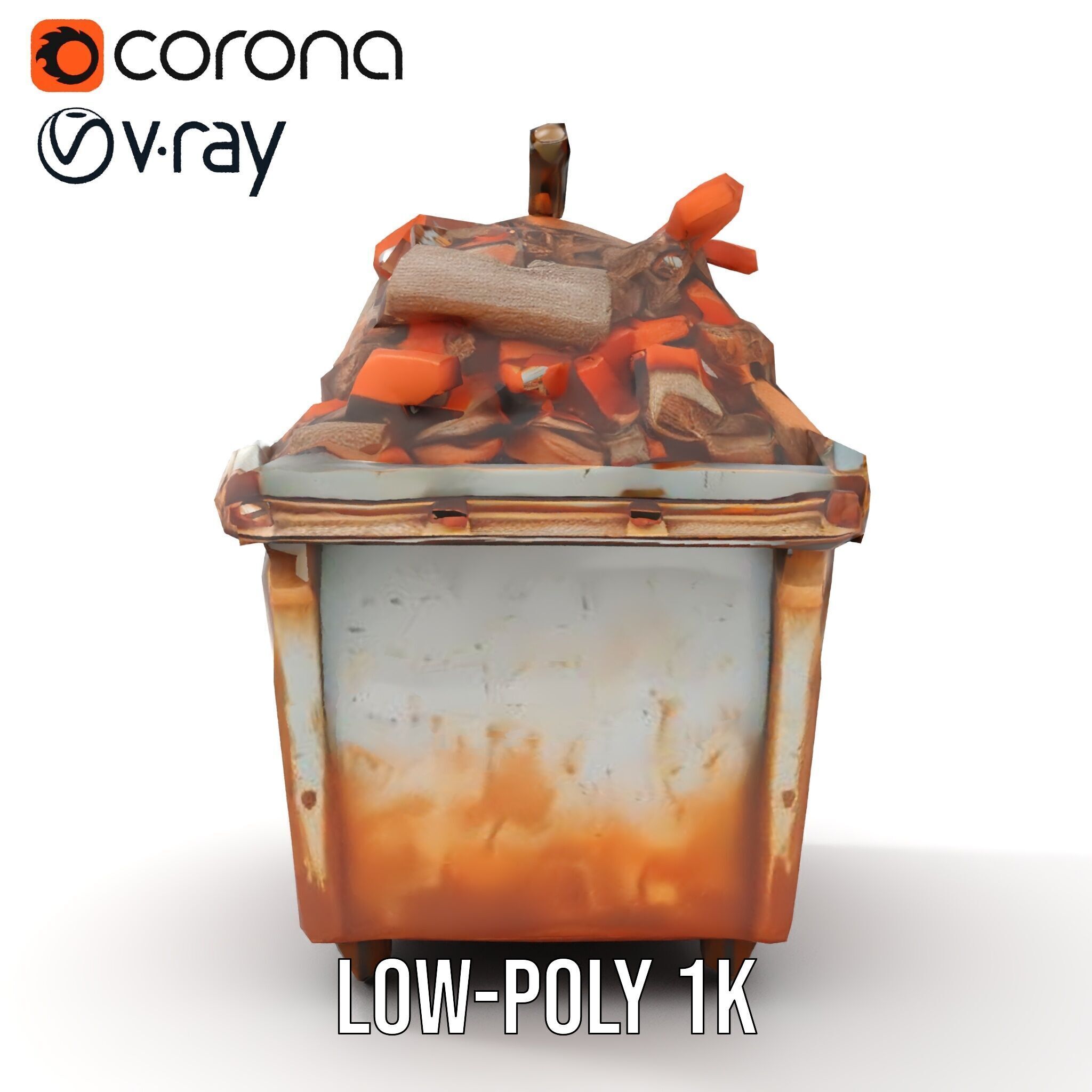 Rusty Dumpster with Bricks Model Pack Low-poly 3D model_26