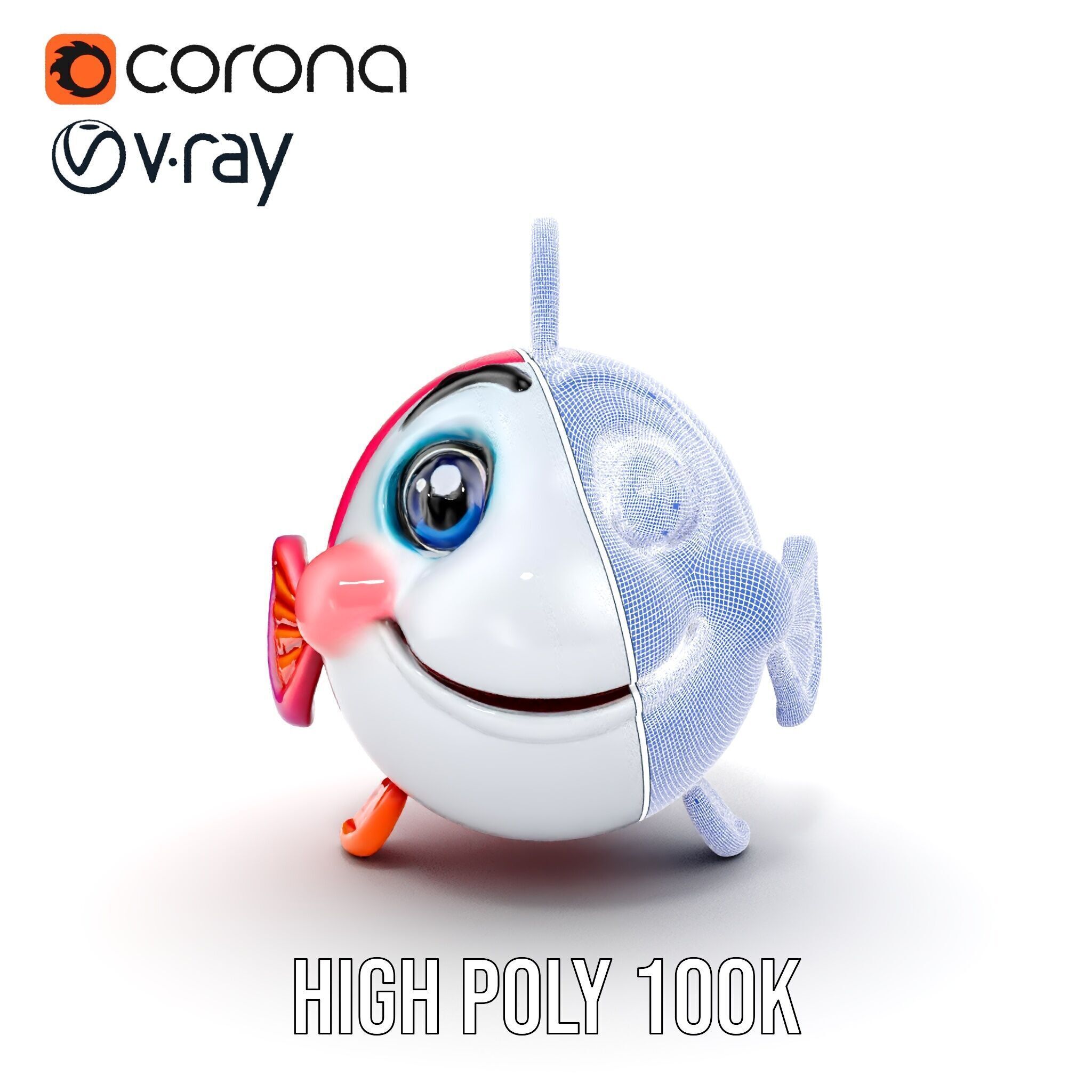 Cartoon Fish Character Model Pack Low-poly 3D model_36
