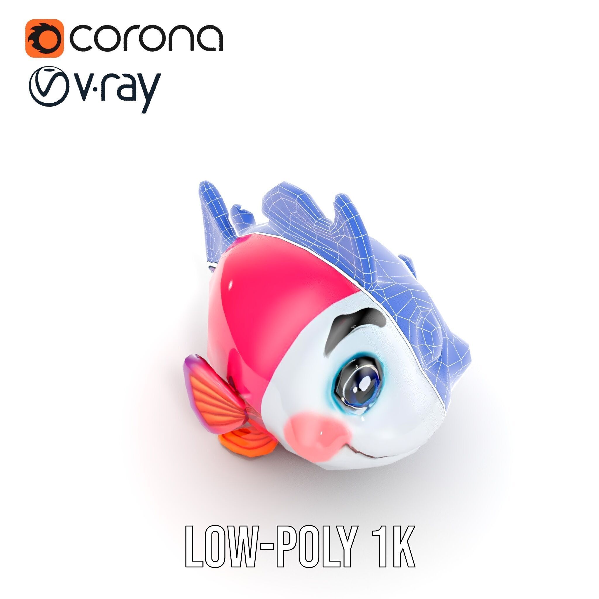 Cartoon Fish Character Model Pack Low-poly 3D model_26