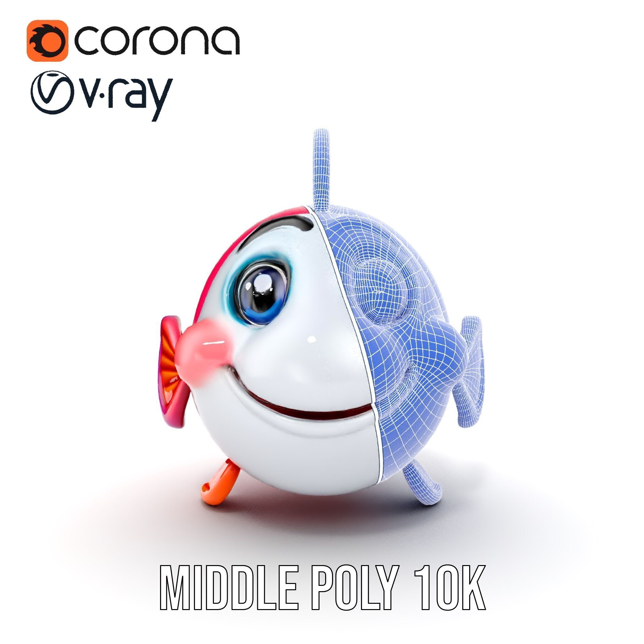 Cartoon Fish Character Model Pack Low-poly 3D model_31
