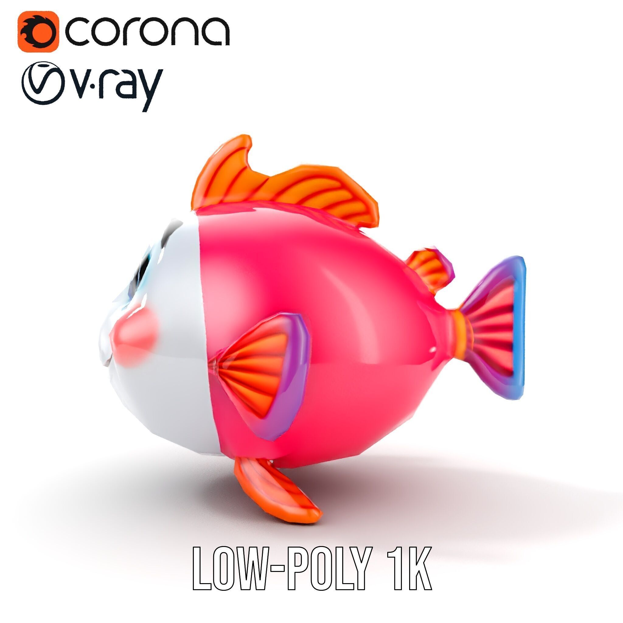 Cartoon Fish Character Model Pack Low-poly 3D model_13