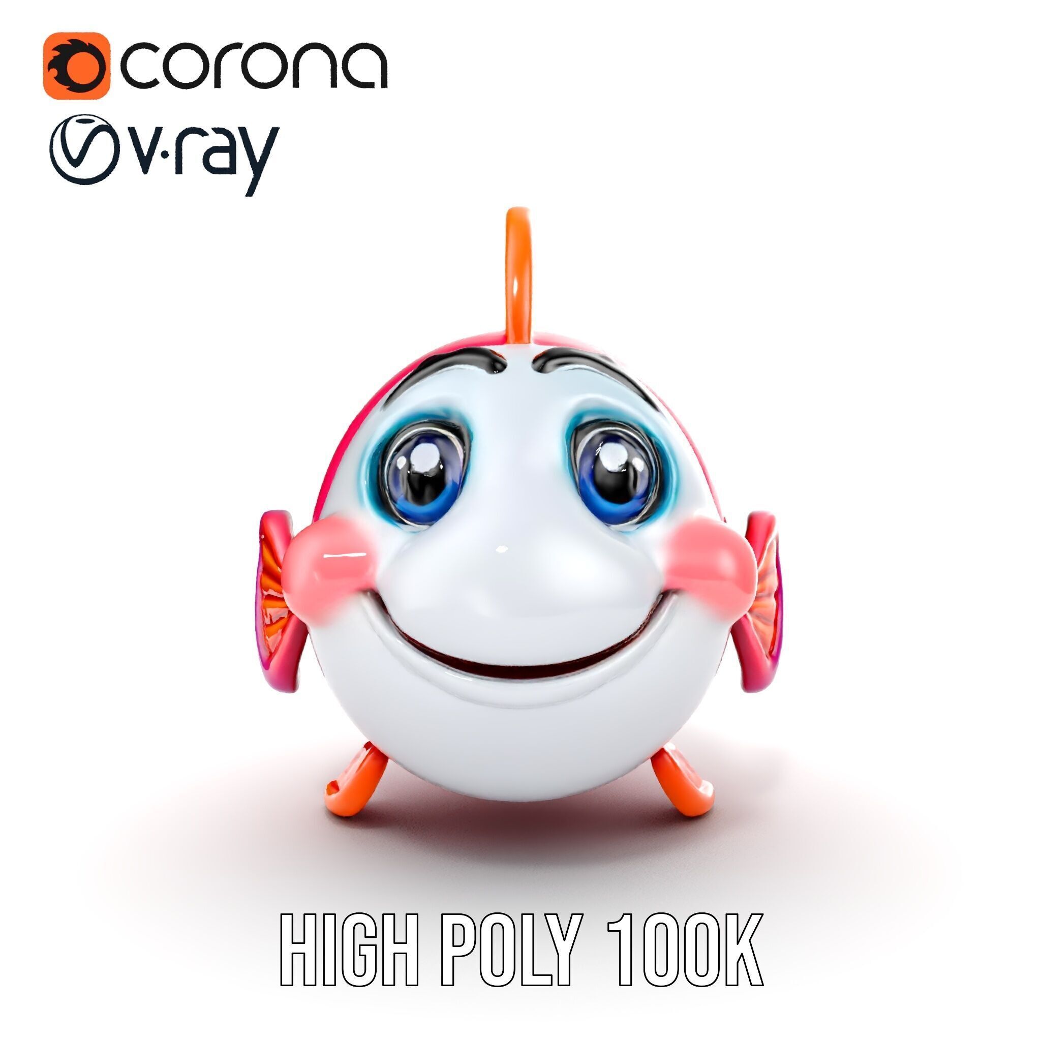 Cartoon Fish Character Model Pack Low-poly 3D model_38