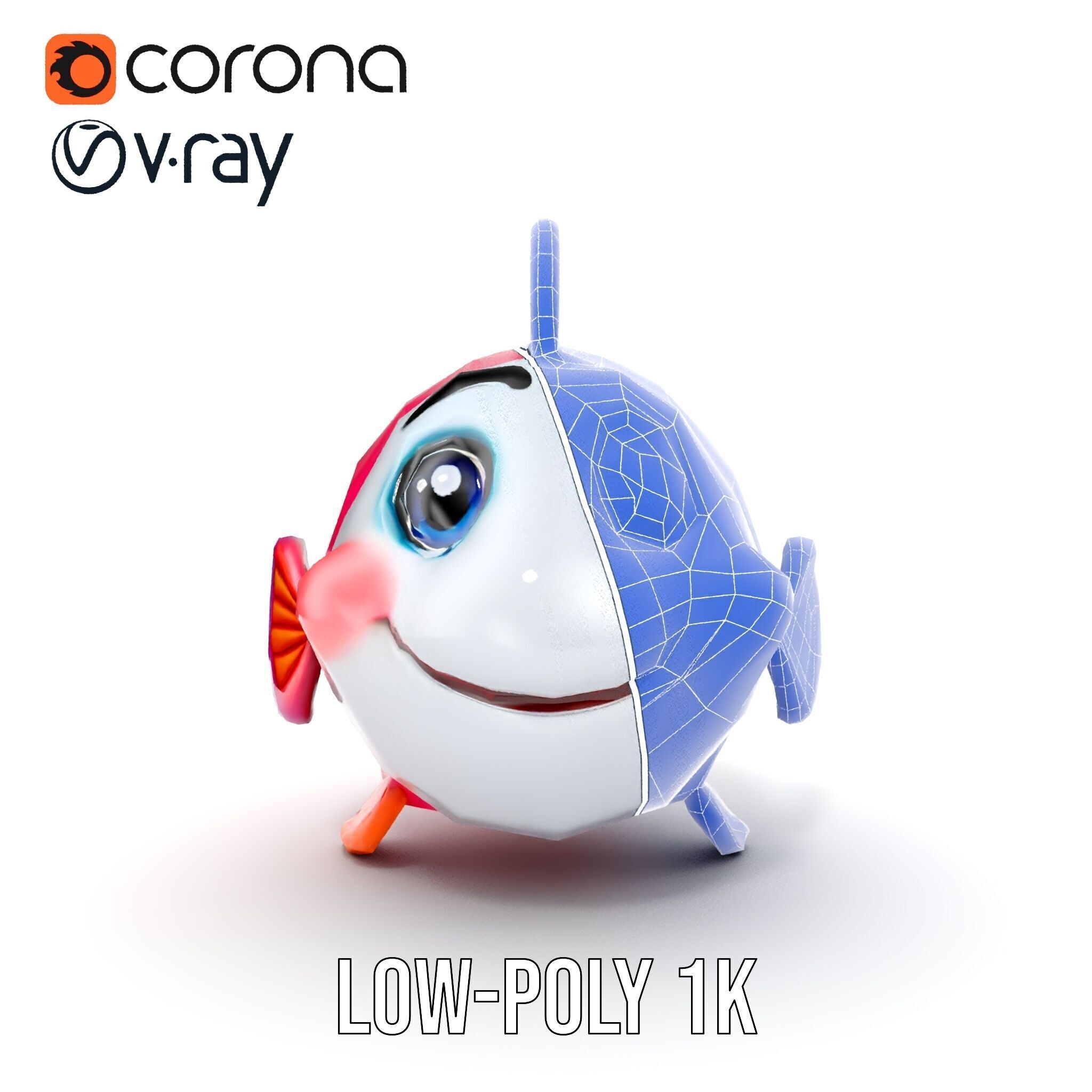 Cartoon Fish Character Model Pack Low-poly 3D model_32