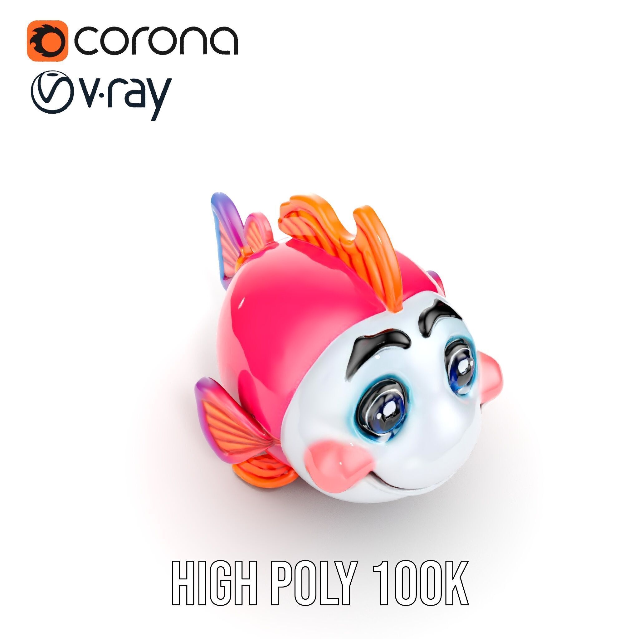 Cartoon Fish Character Model Pack Low-poly 3D model_37