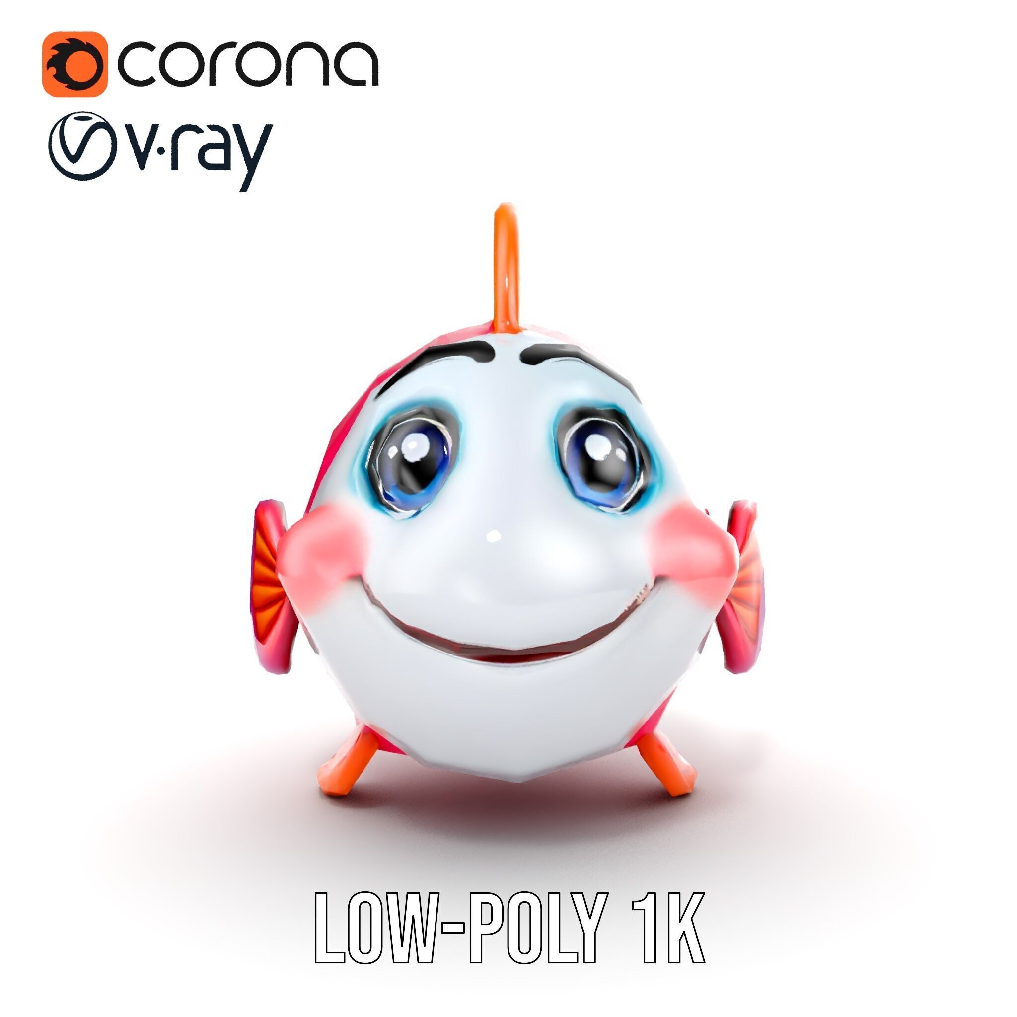 Cartoon Fish Character Model Pack Low-poly 3D model_10