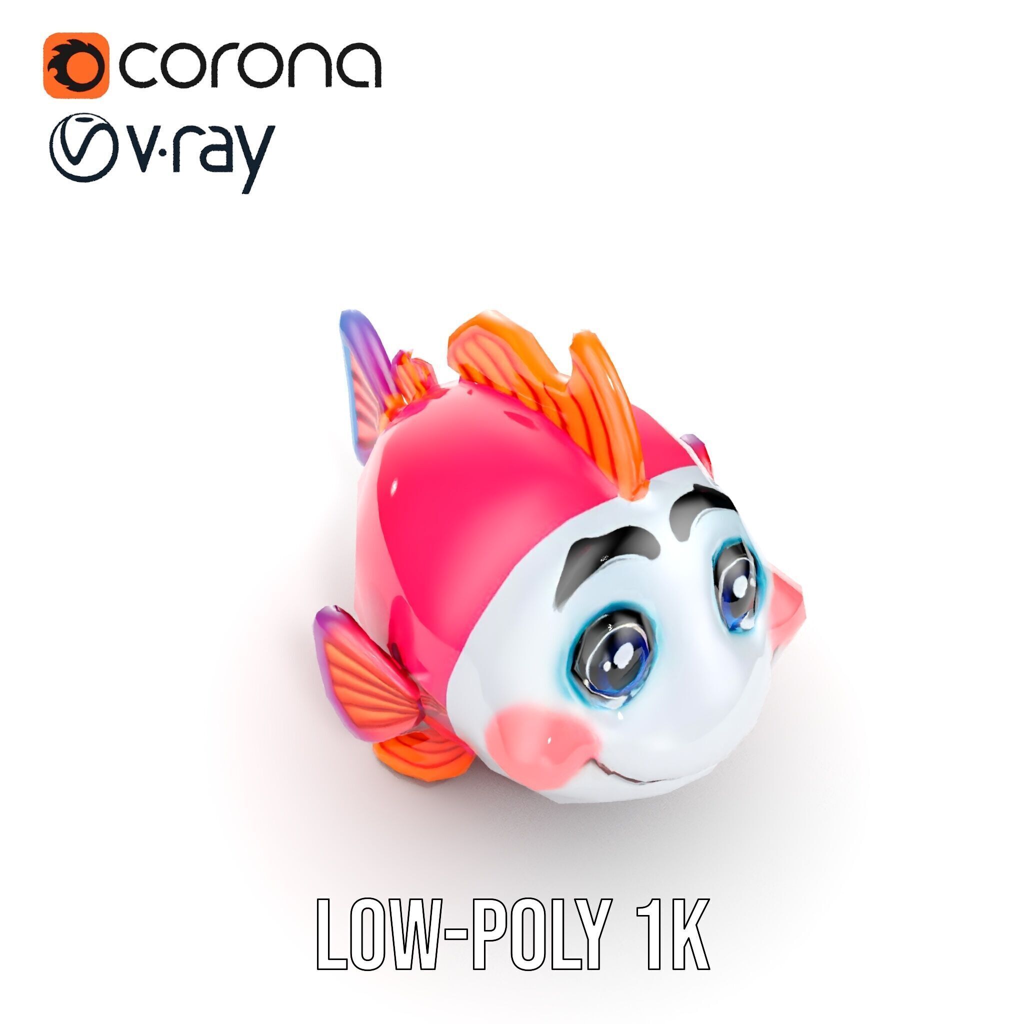 Cartoon Fish Character Model Pack Low-poly 3D model_18