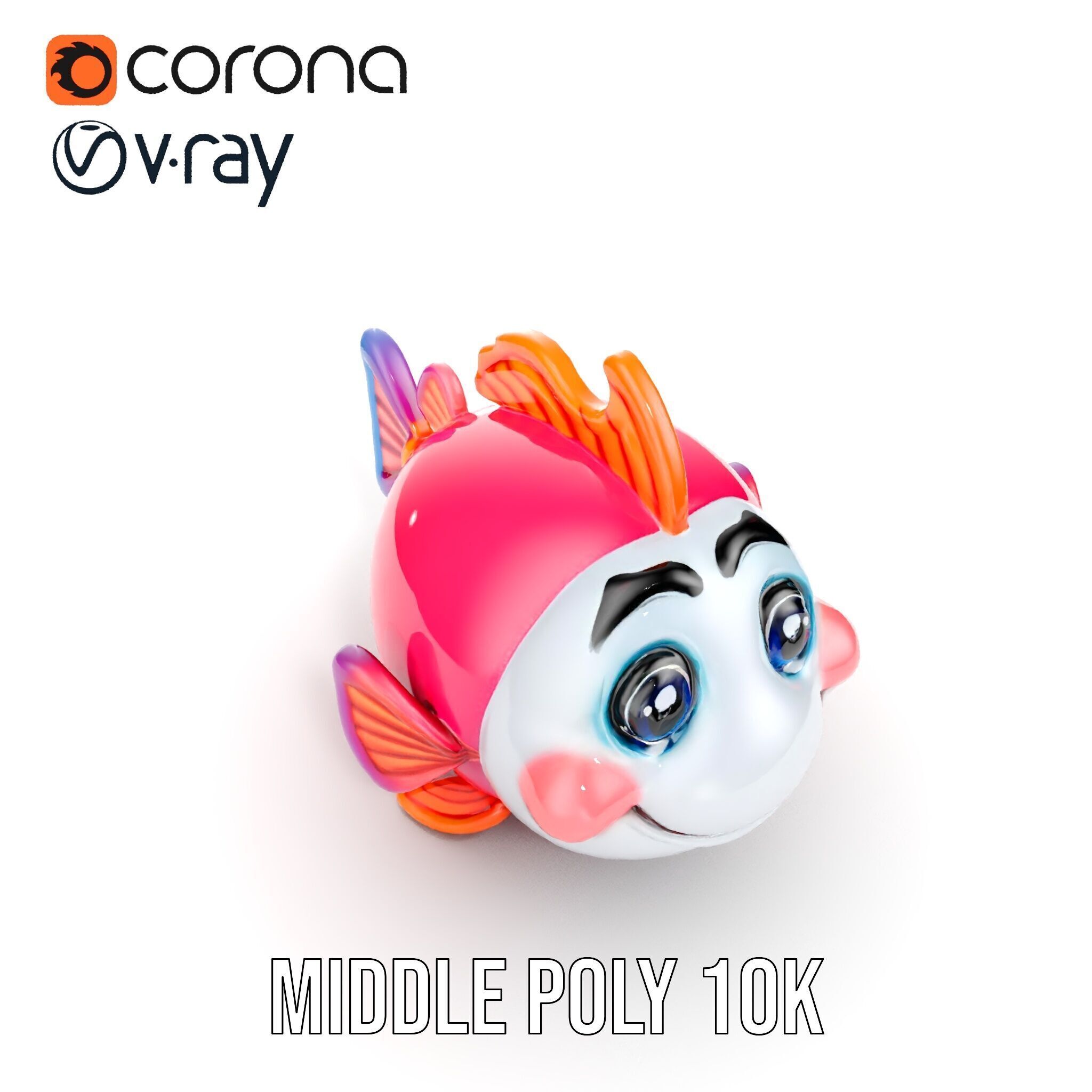 Cartoon Fish Character Model Pack Low-poly 3D model_12