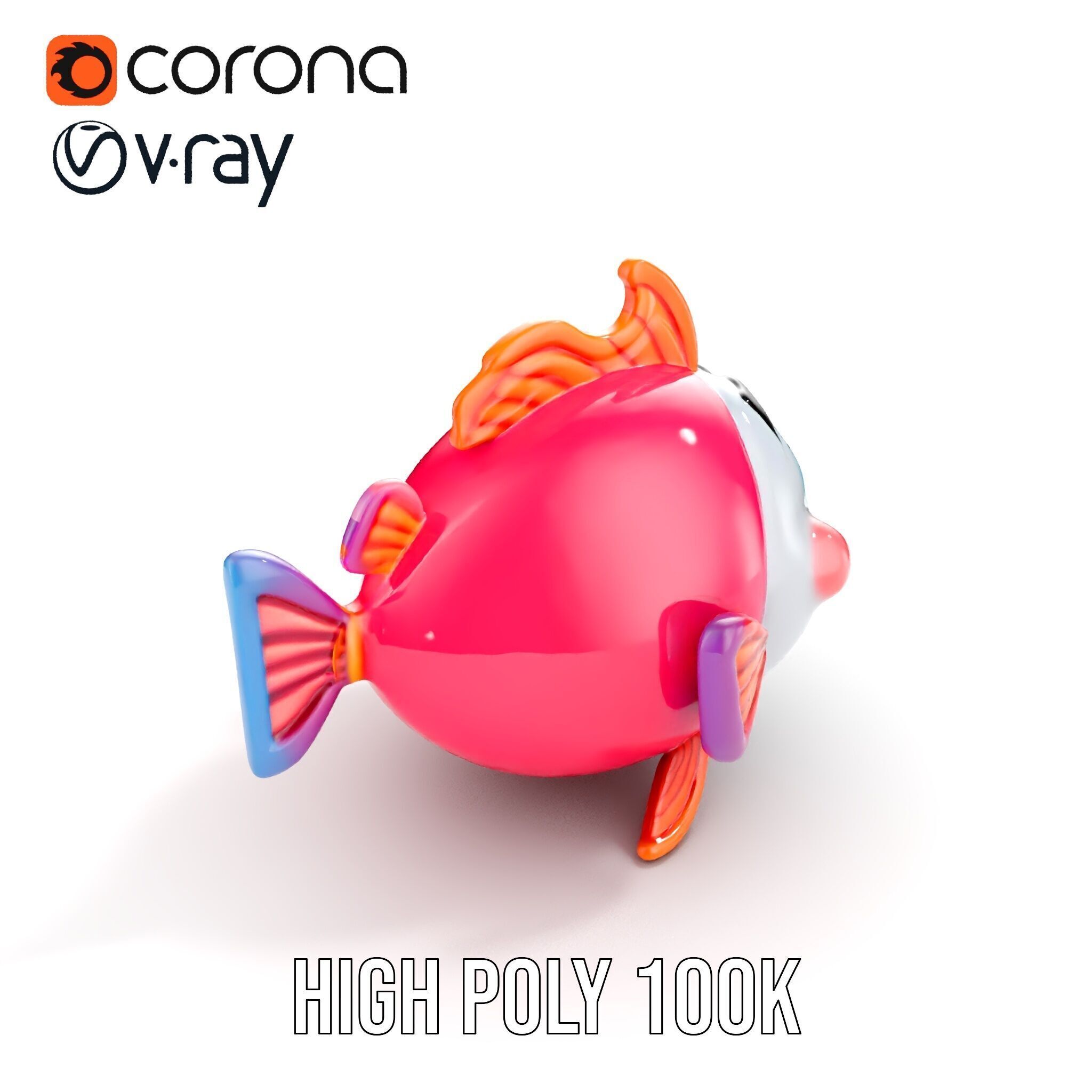 Cartoon Fish Character Model Pack Low-poly 3D model_30