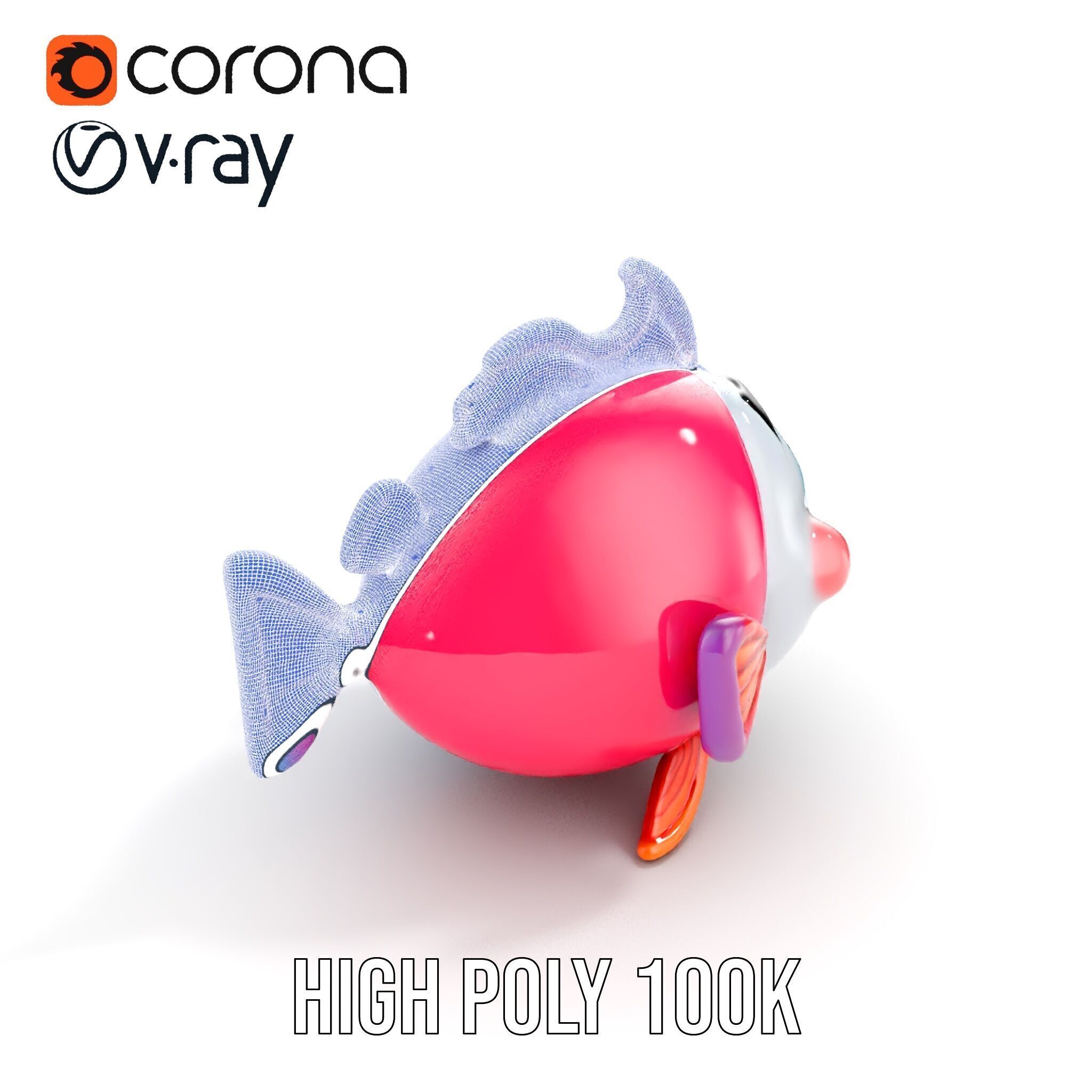 Cartoon Fish Character Model Pack Low-poly 3D model_24