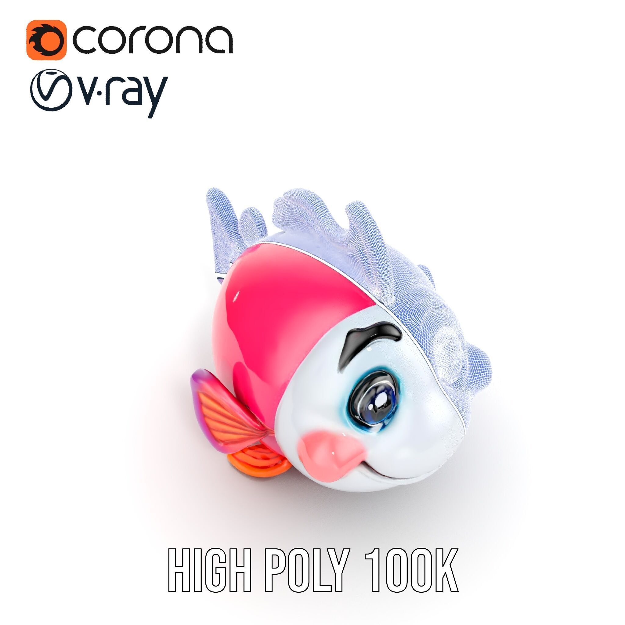 Cartoon Fish Character Model Pack Low-poly 3D model_33