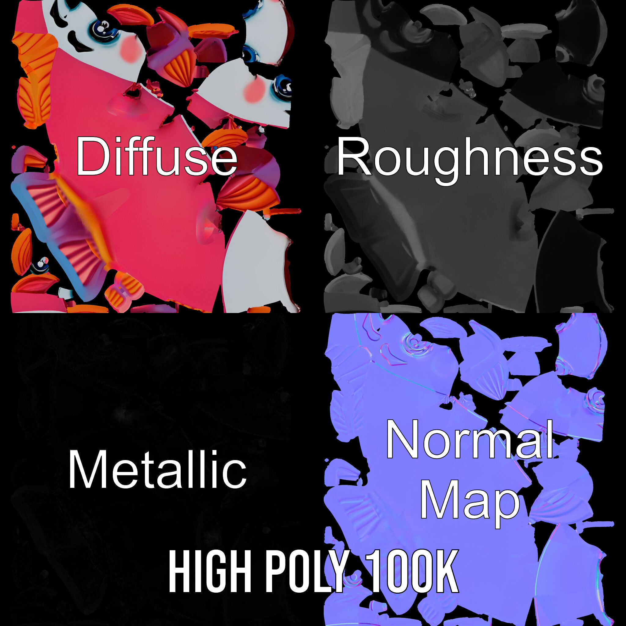 Cartoon Fish Character Model Pack Low-poly 3D model_3