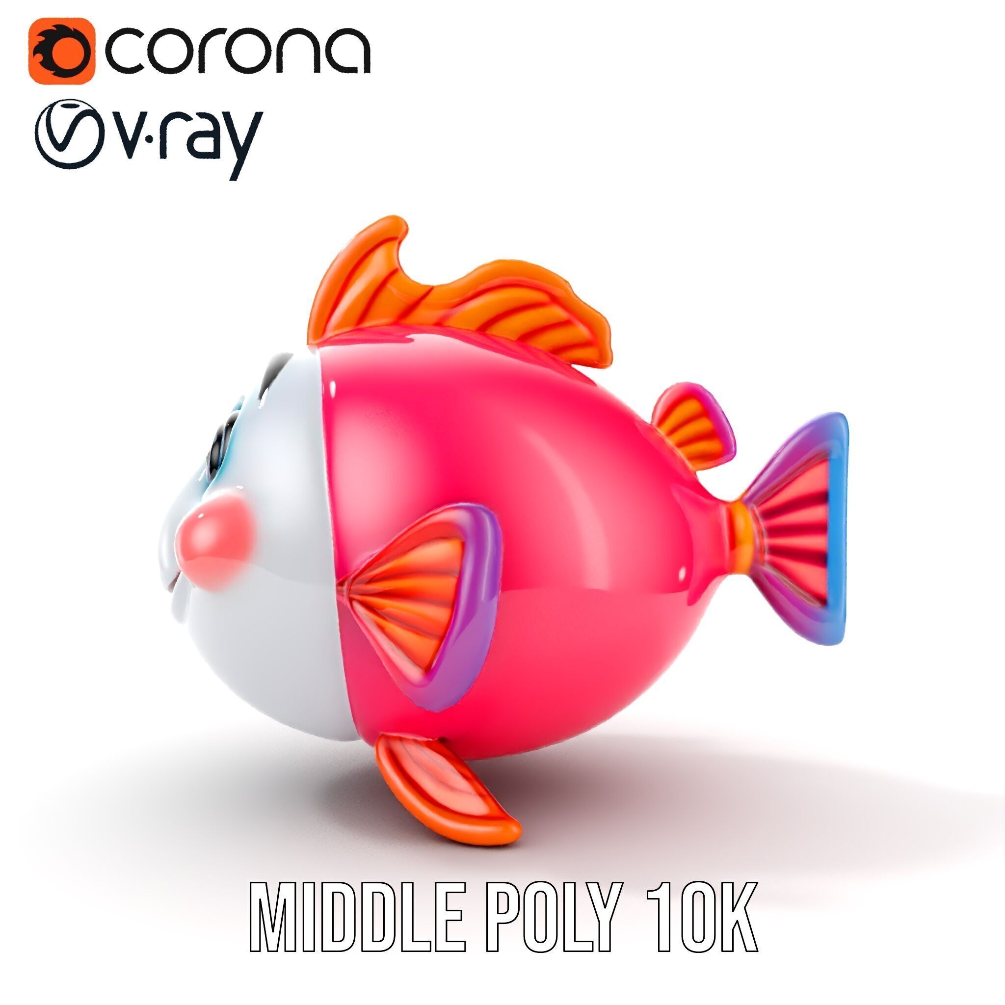 Cartoon Fish Character Model Pack Low-poly 3D model_6