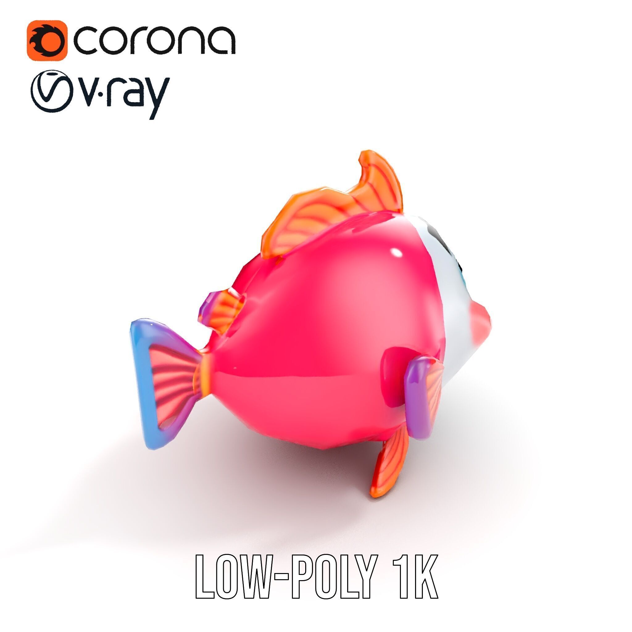 Cartoon Fish Character Model Pack Low-poly 3D model_23