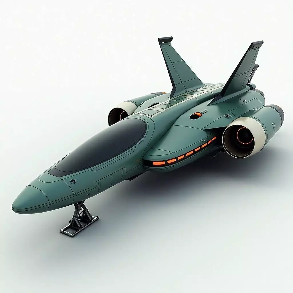 Modern Spaceship 3D model Low-poly 3D model_0