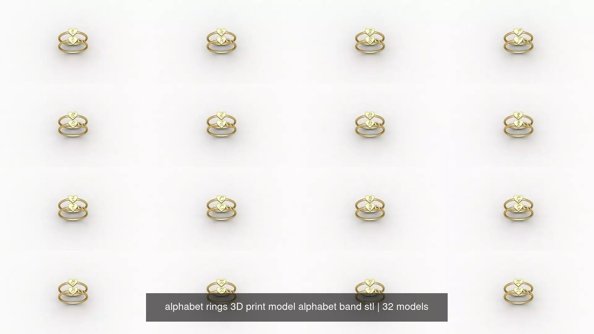 alphabet rings 3D print model alphabet band stl 3D Model Collection_0