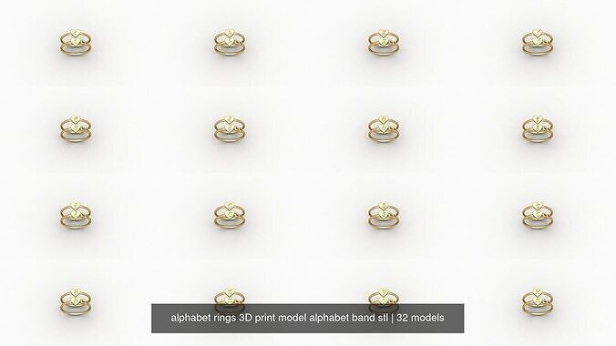 alphabet rings 3D print model alphabet band stl 3D Model Collection