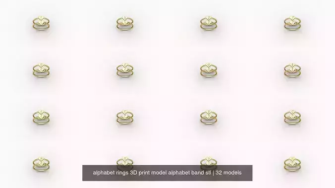alphabet rings 3D print model alphabet band stl