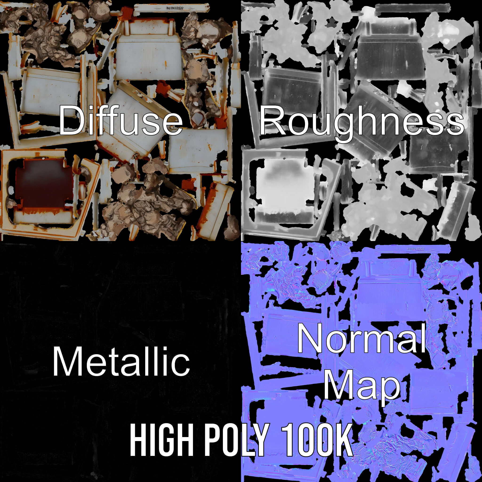 Industrial Dumpster with Debris Model Pack for Environment De... Low-poly 3D model_3