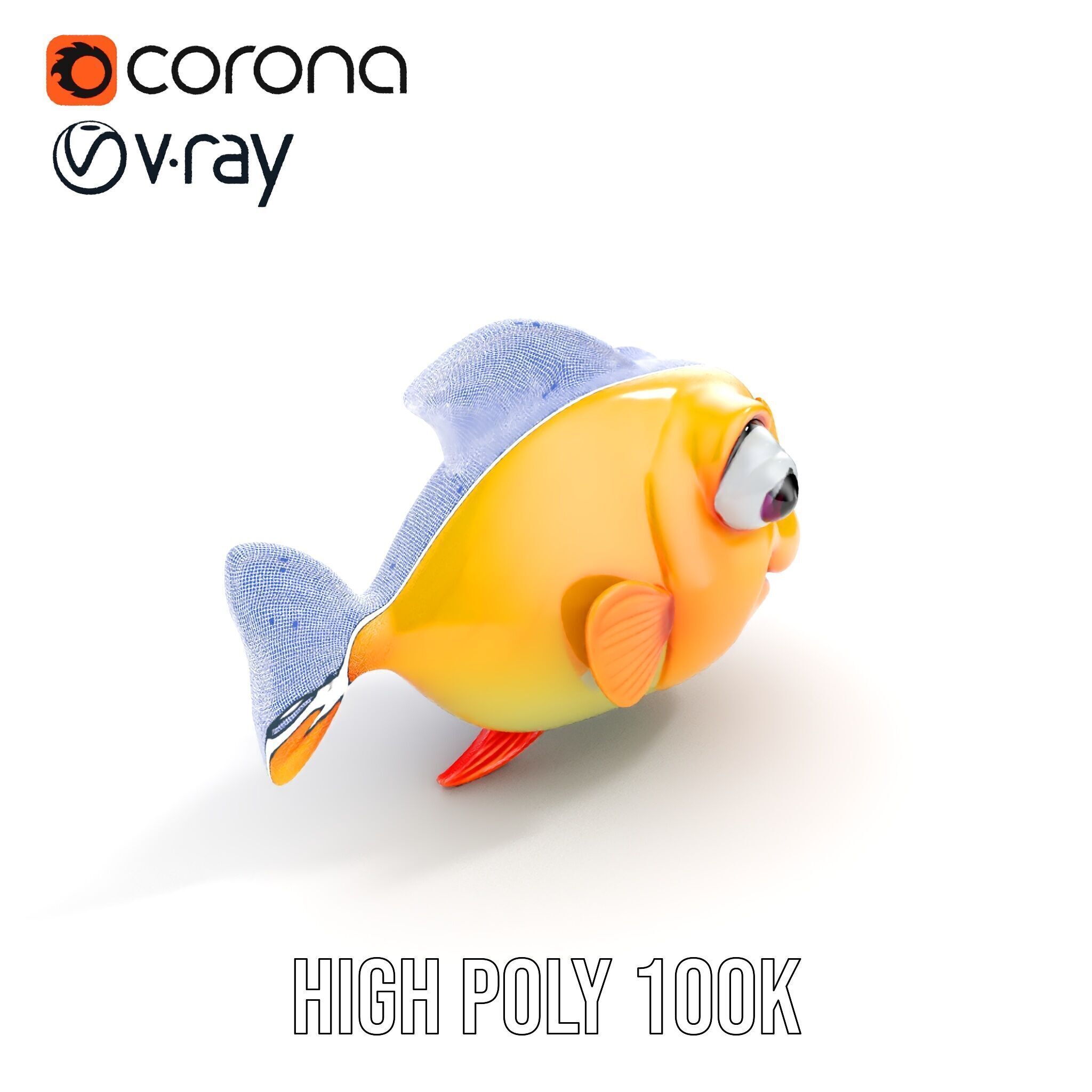 Colorful Cartoon Fish Model Pack with HighDetail Textures Low-poly 3D model_29