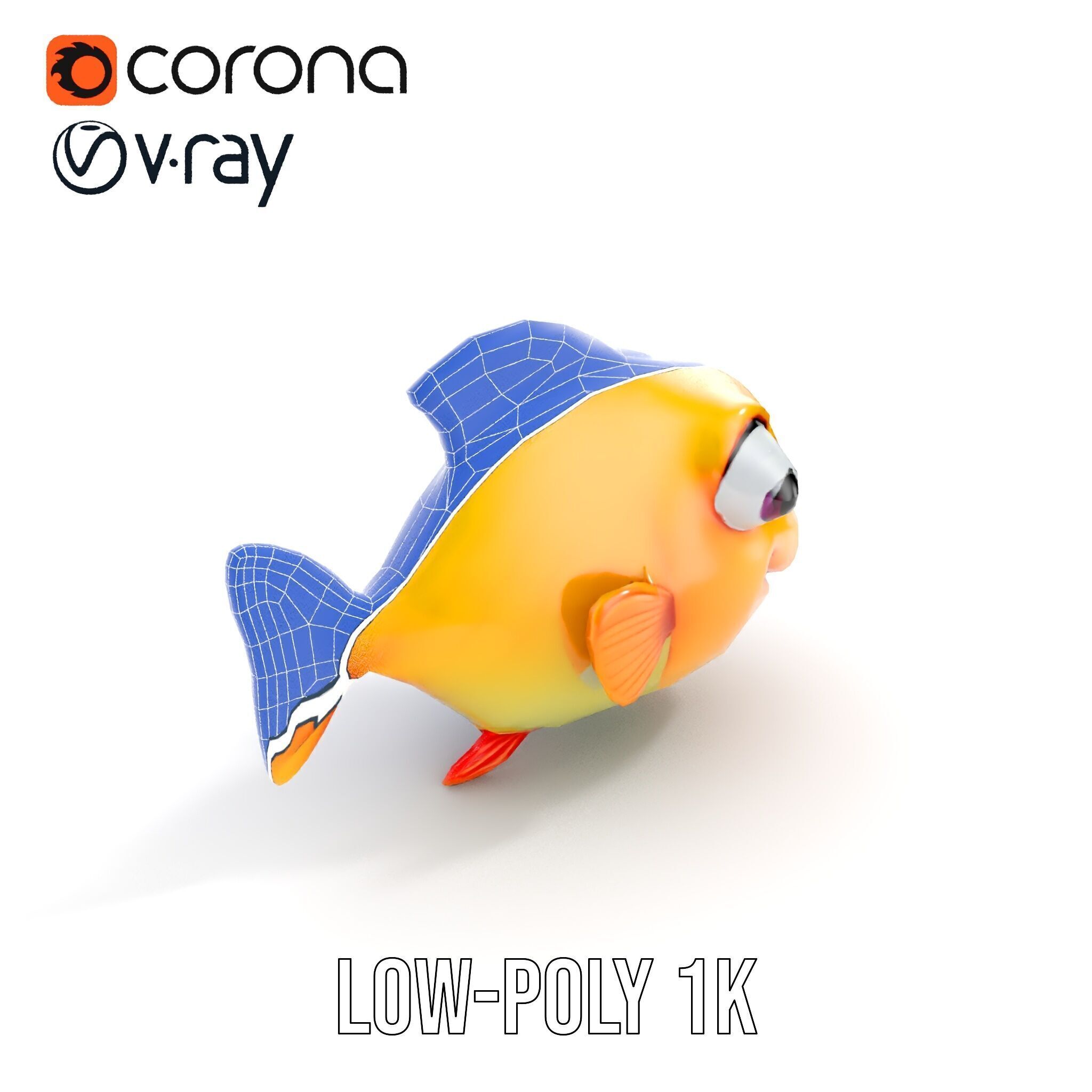 Colorful Cartoon Fish Model Pack with HighDetail Textures Low-poly 3D model_20