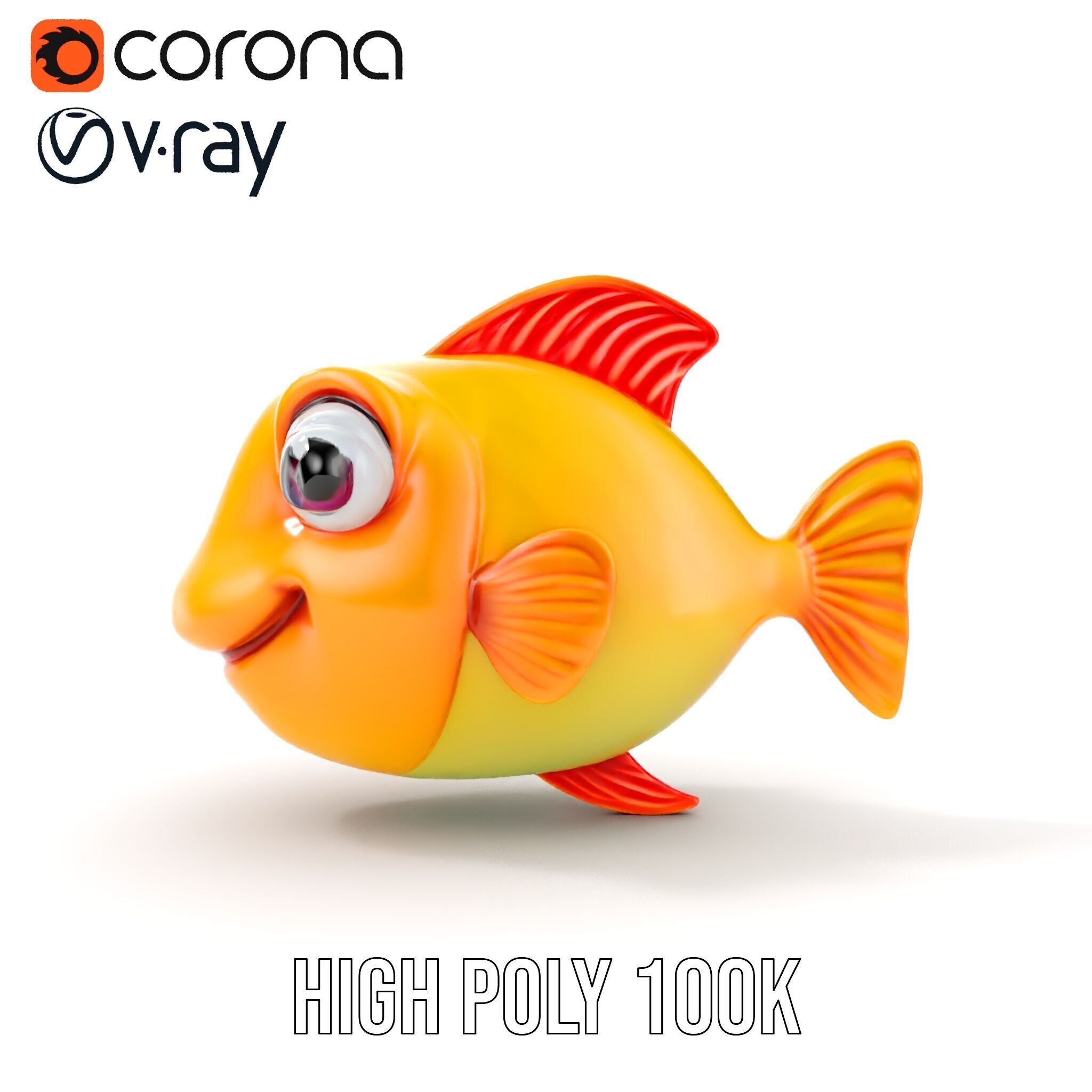 Colorful Cartoon Fish Model Pack with HighDetail Textures Low-poly 3D model_36