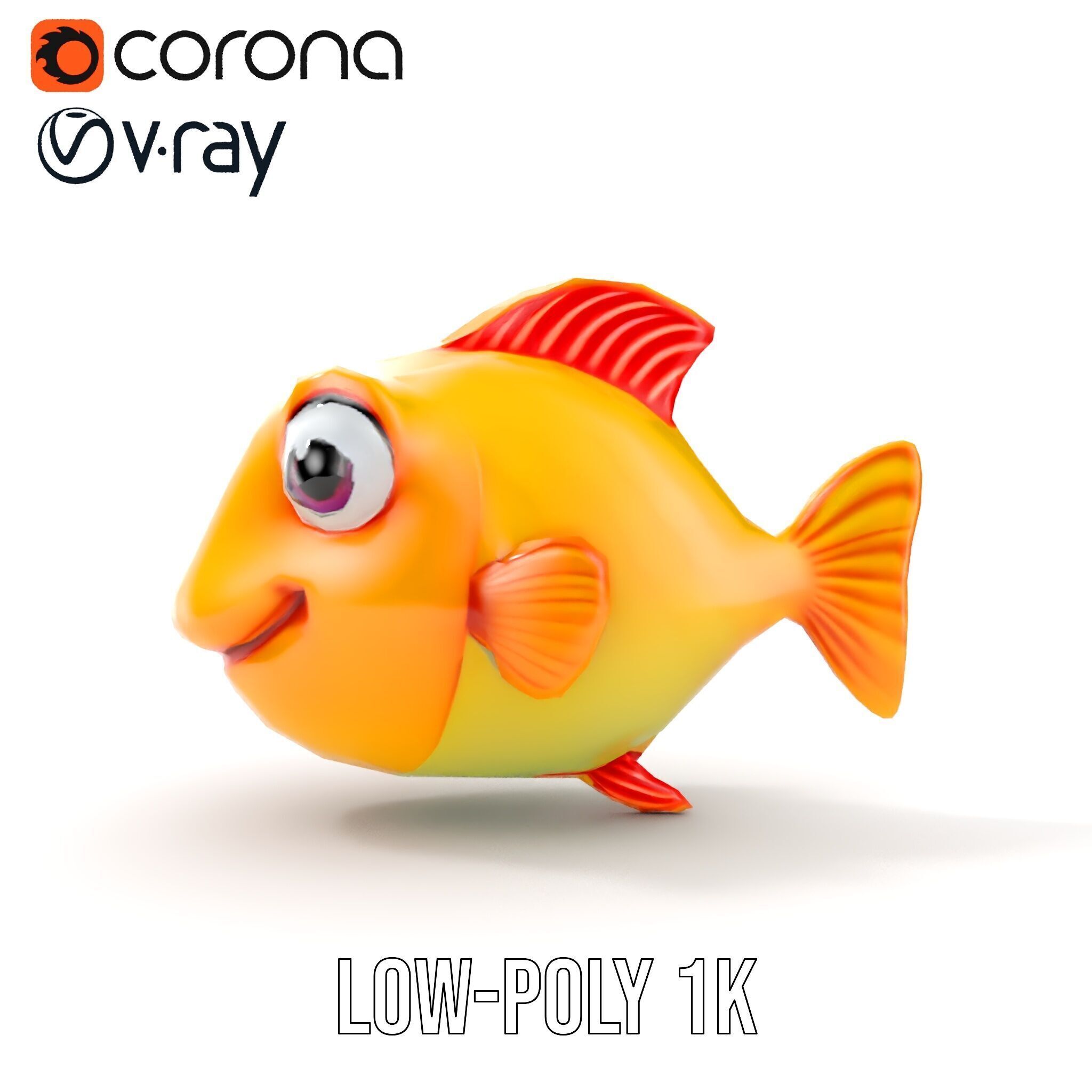 Colorful Cartoon Fish Model Pack with HighDetail Textures Low-poly 3D model_7