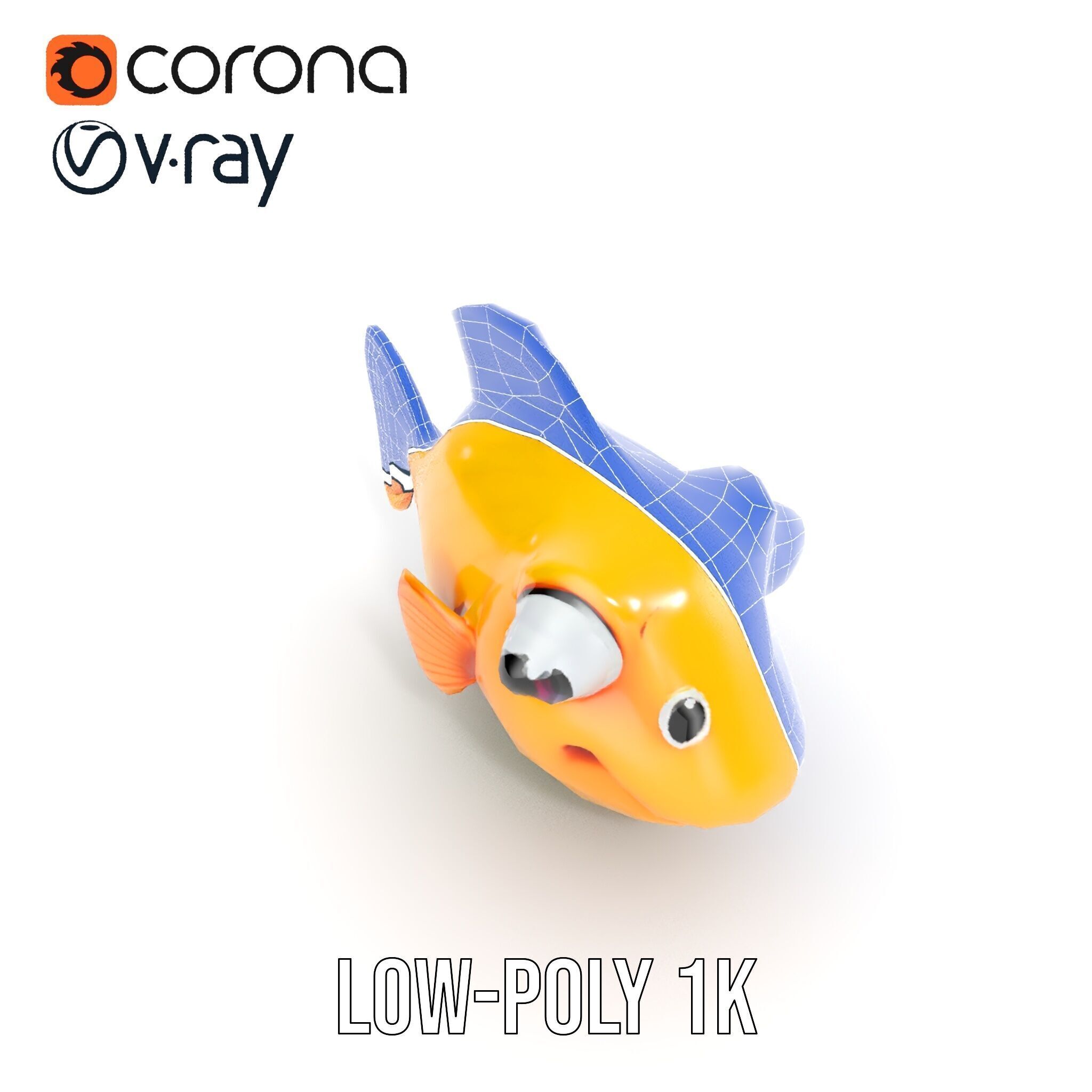 Colorful Cartoon Fish Model Pack with HighDetail Textures Low-poly 3D model_23