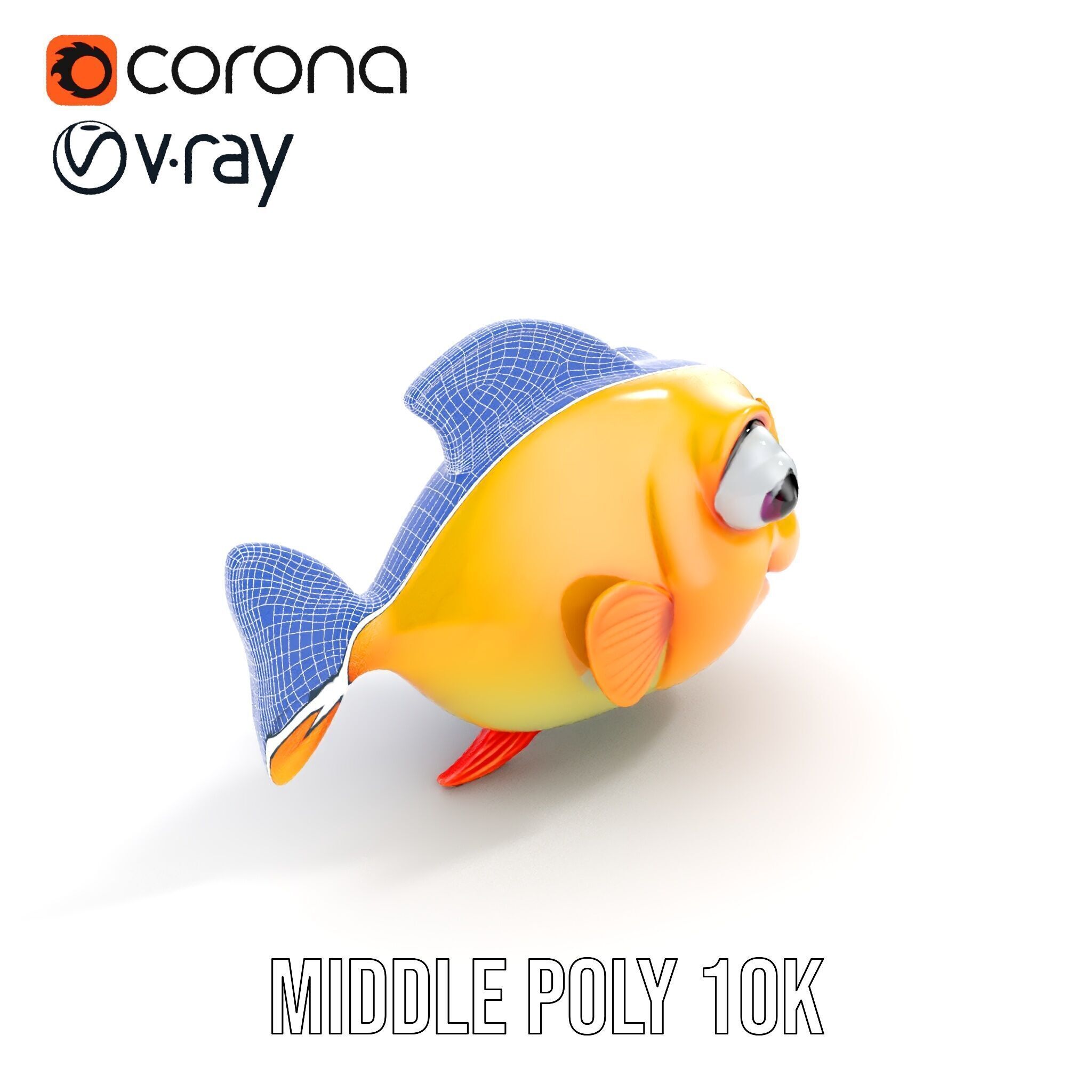 Colorful Cartoon Fish Model Pack with HighDetail Textures Low-poly 3D model_9