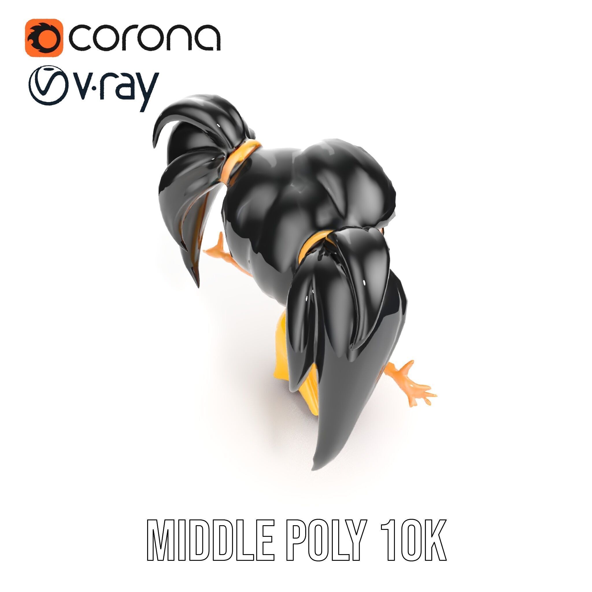 Chibi Girl Character in Gold Dress  Rigged and Animated D Model Low-poly 3D model_25