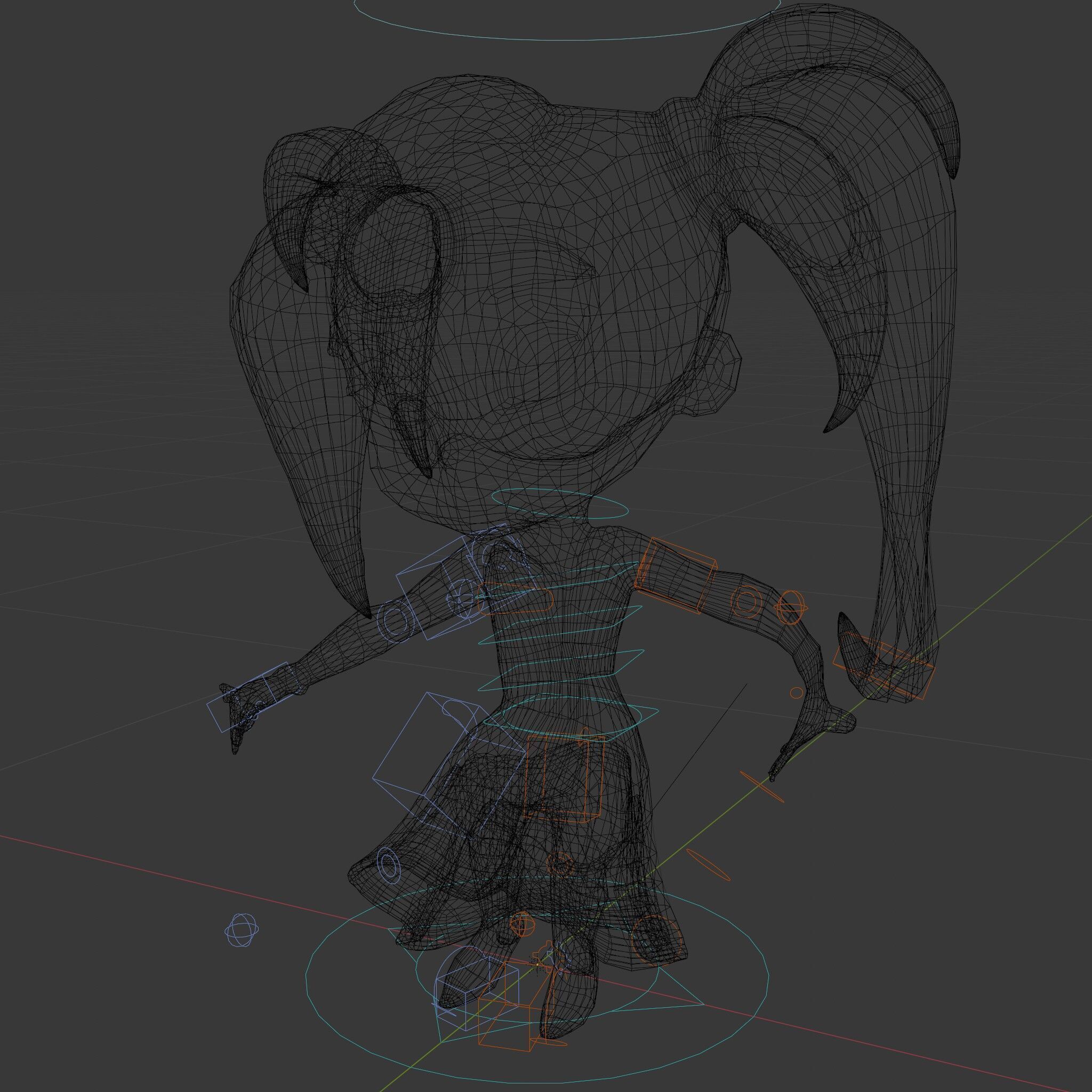 Chibi Girl Character in Gold Dress  Rigged and Animated D Model Low-poly 3D model_9