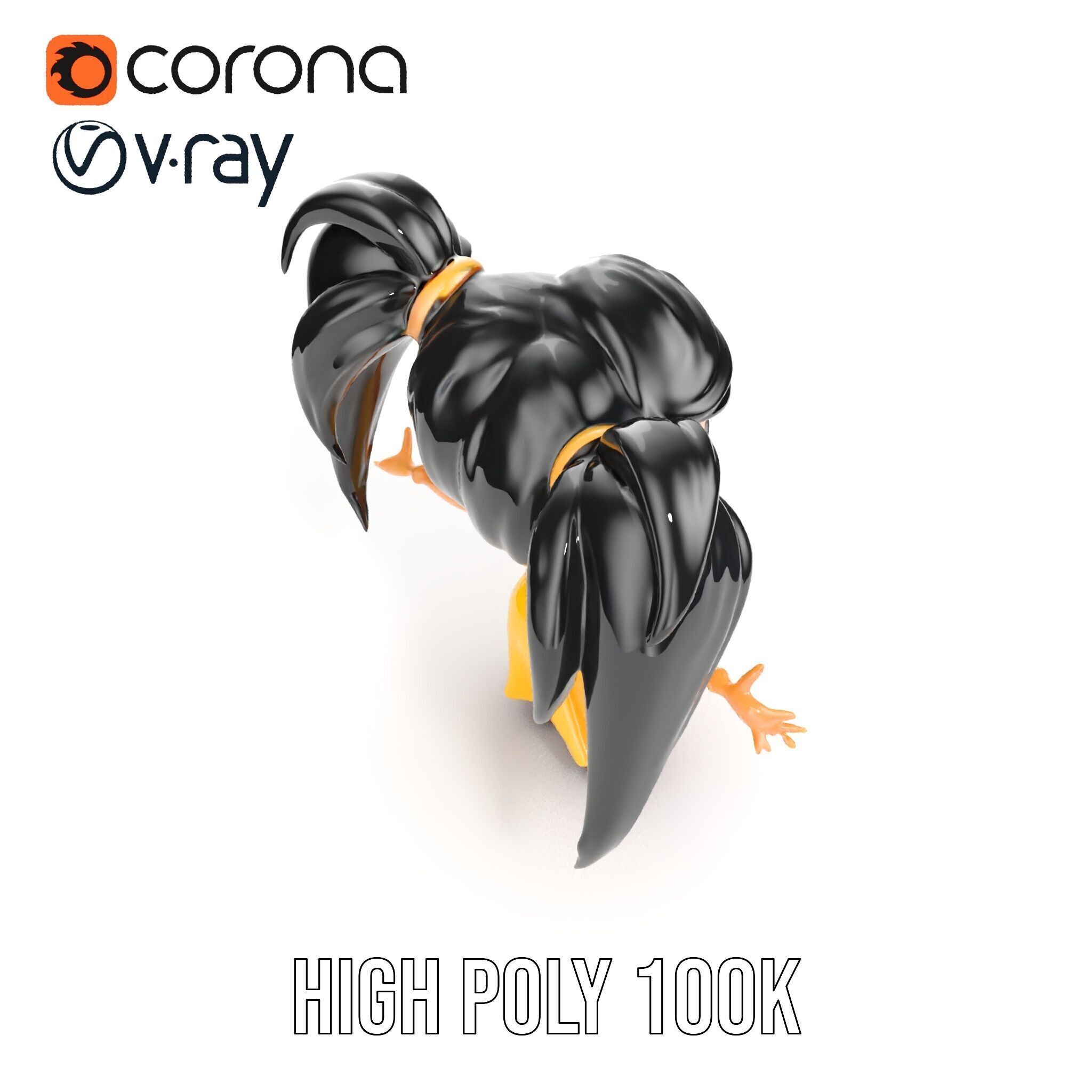 Chibi Girl Character in Gold Dress  Rigged and Animated D Model Low-poly 3D model_24