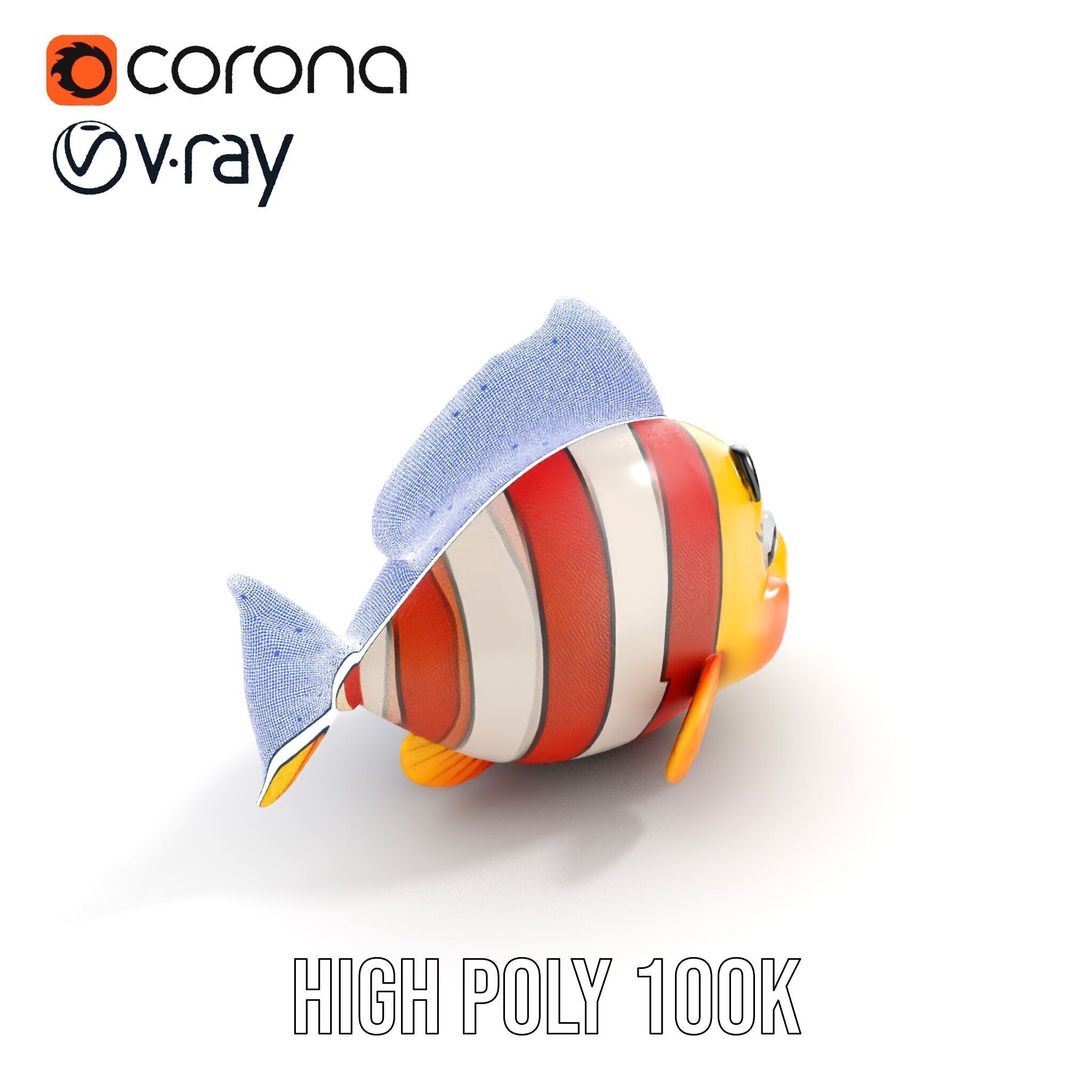 Animated Clownfish Character Model Pack for Games and Animation Low-poly 3D model_32