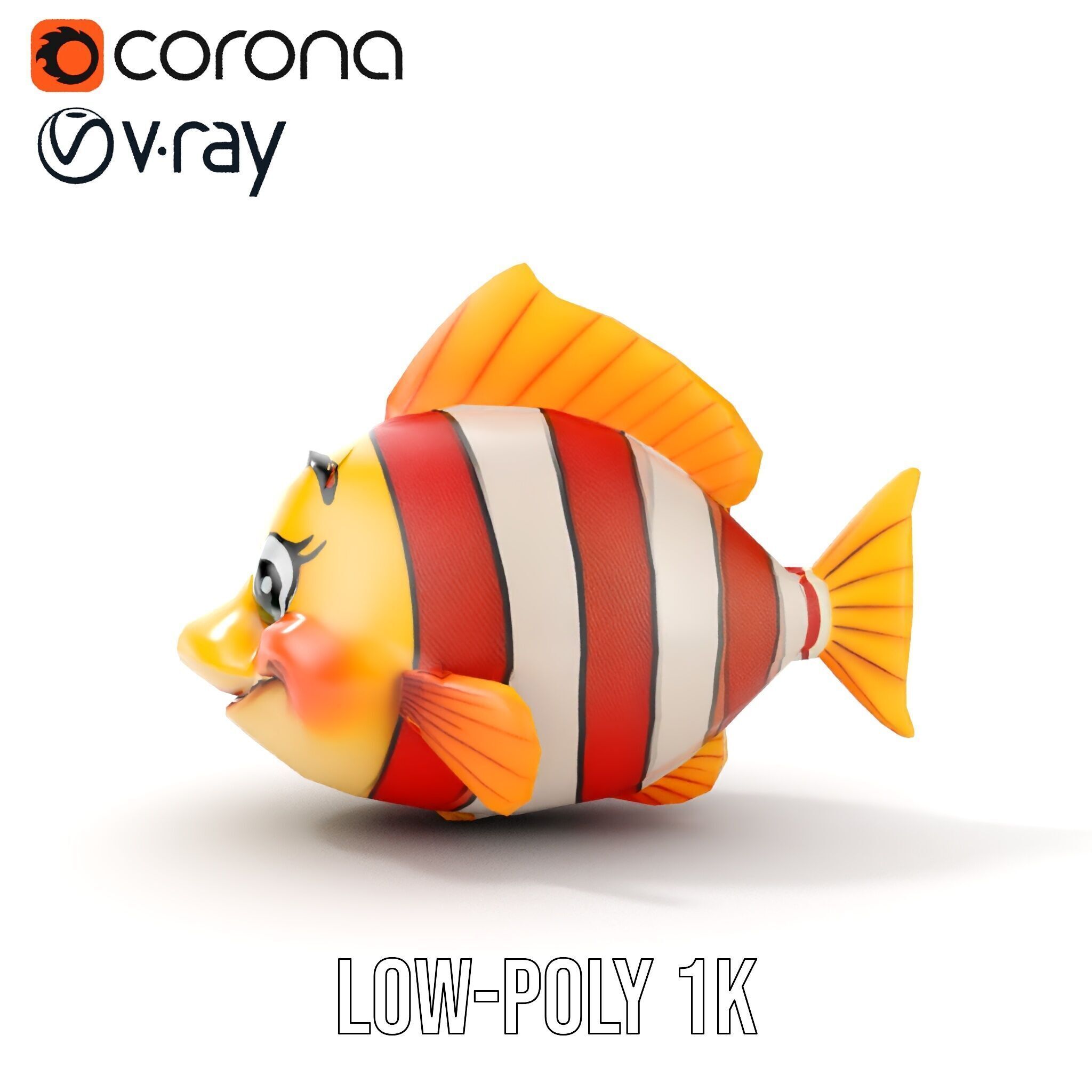 Animated Clownfish Character Model Pack for Games and Animation Low-poly 3D model_26
