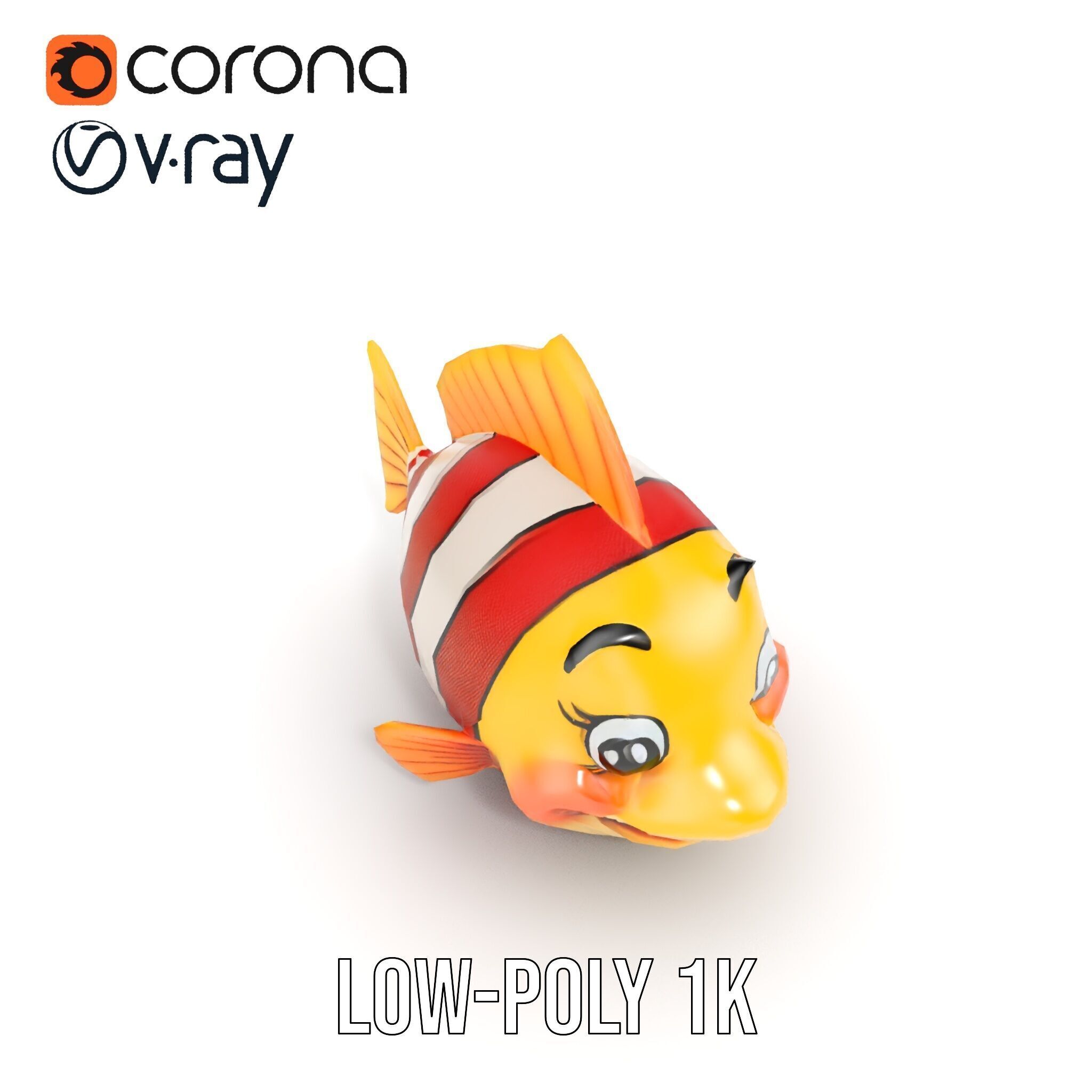 Animated Clownfish Character Model Pack for Games and Animation Low-poly 3D model_21