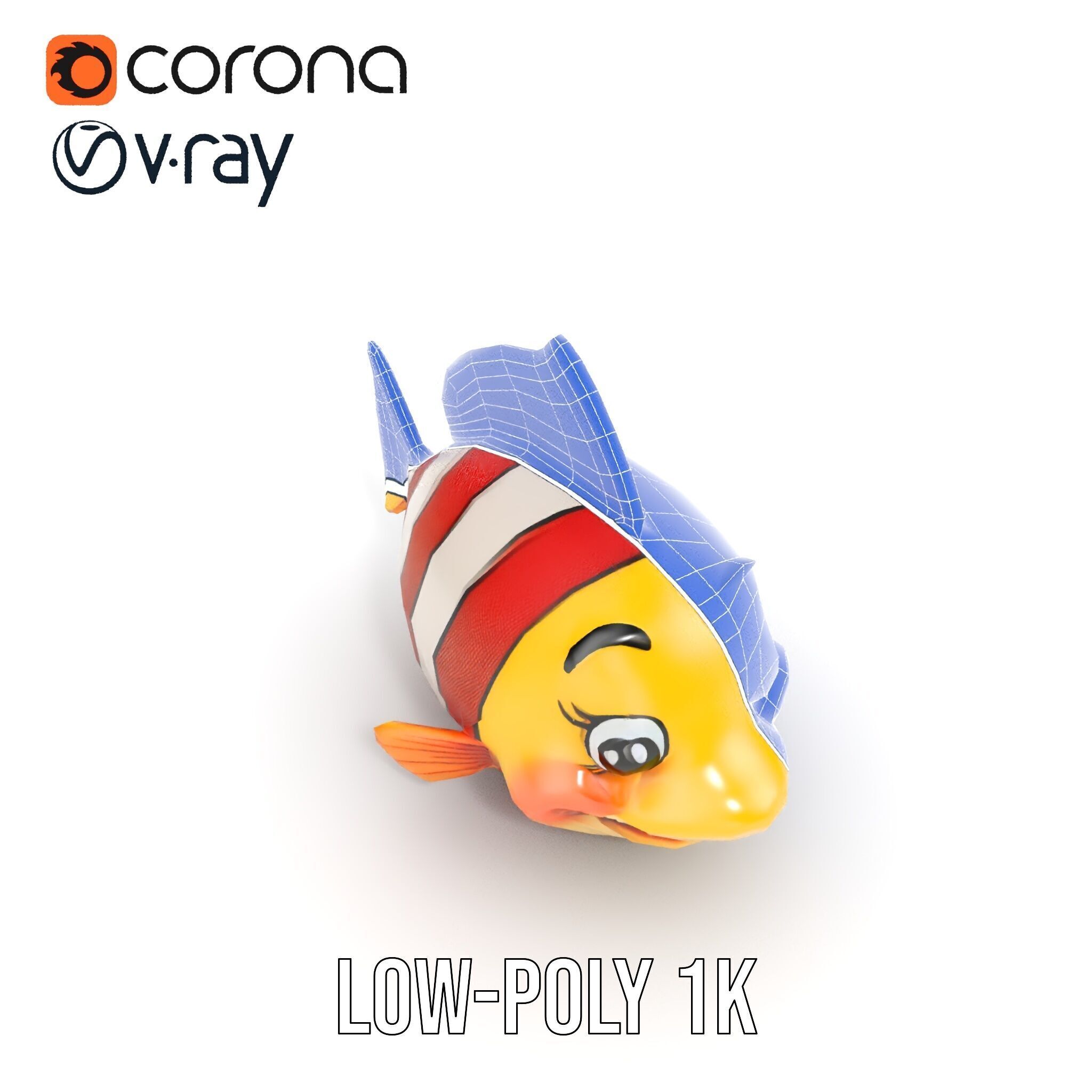 Animated Clownfish Character Model Pack for Games and Animation Low-poly 3D model_31