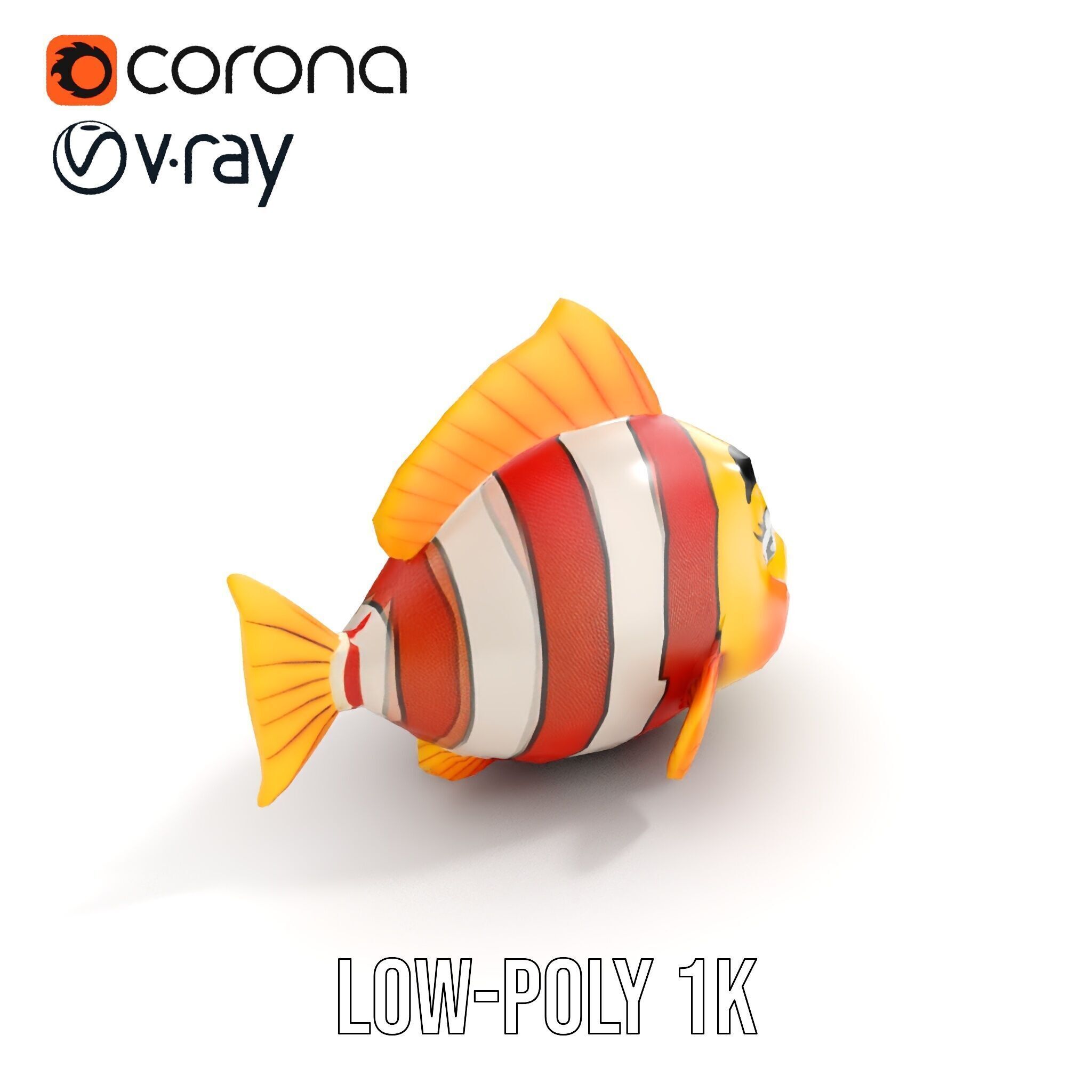 Animated Clownfish Character Model Pack for Games and Animation Low-poly 3D model_10